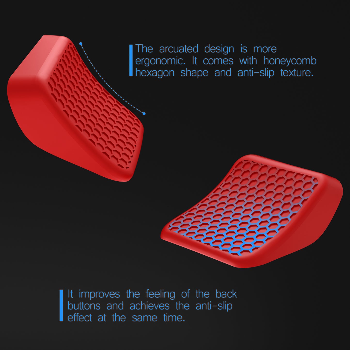 PlayVital Passion Red Back Button Enhancement Set for Steam Deck, Grip Improvement Button Protection Kit for Steam Deck - 2 Different Thickness - PGSDM005 playvital