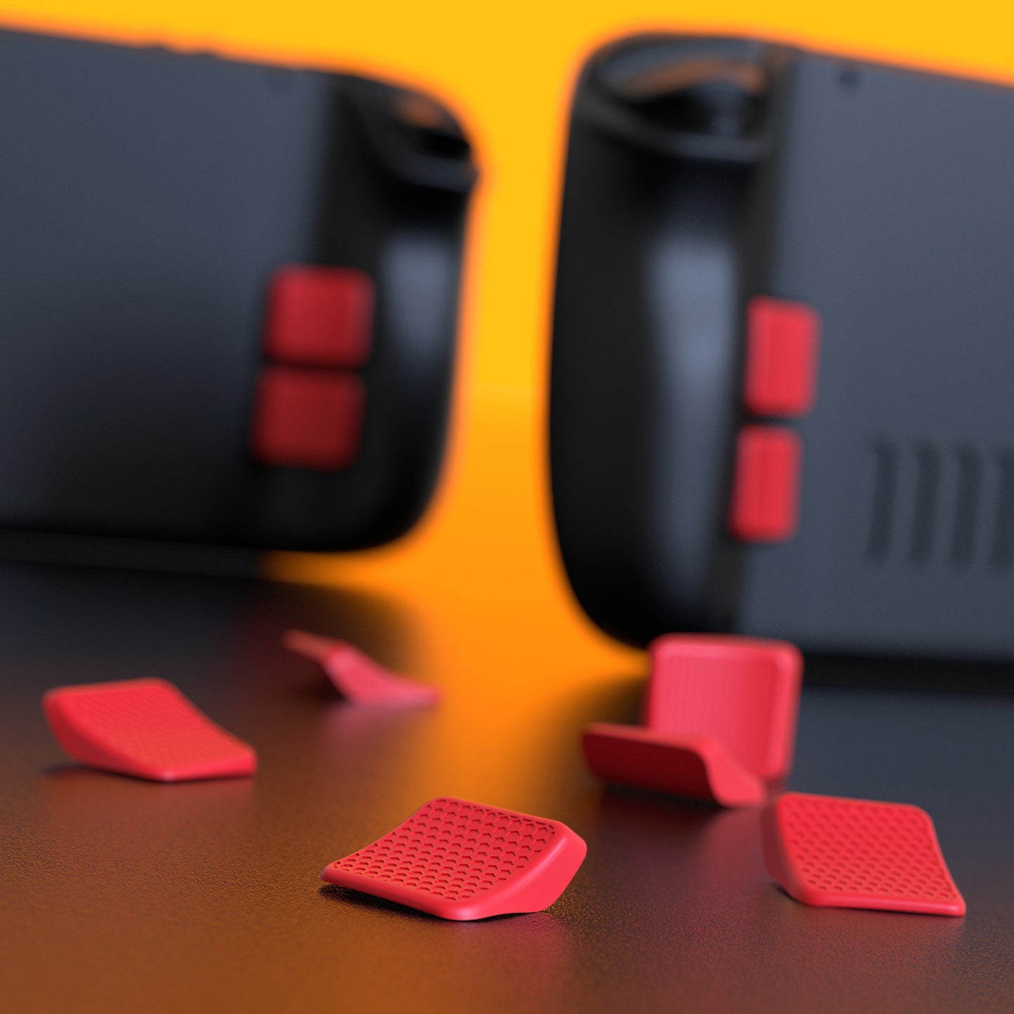 PlayVital Passion Red Back Button Enhancement Set for Steam Deck, Grip Improvement Button Protection Kit for Steam Deck - 2 Different Thickness - PGSDM005 playvital