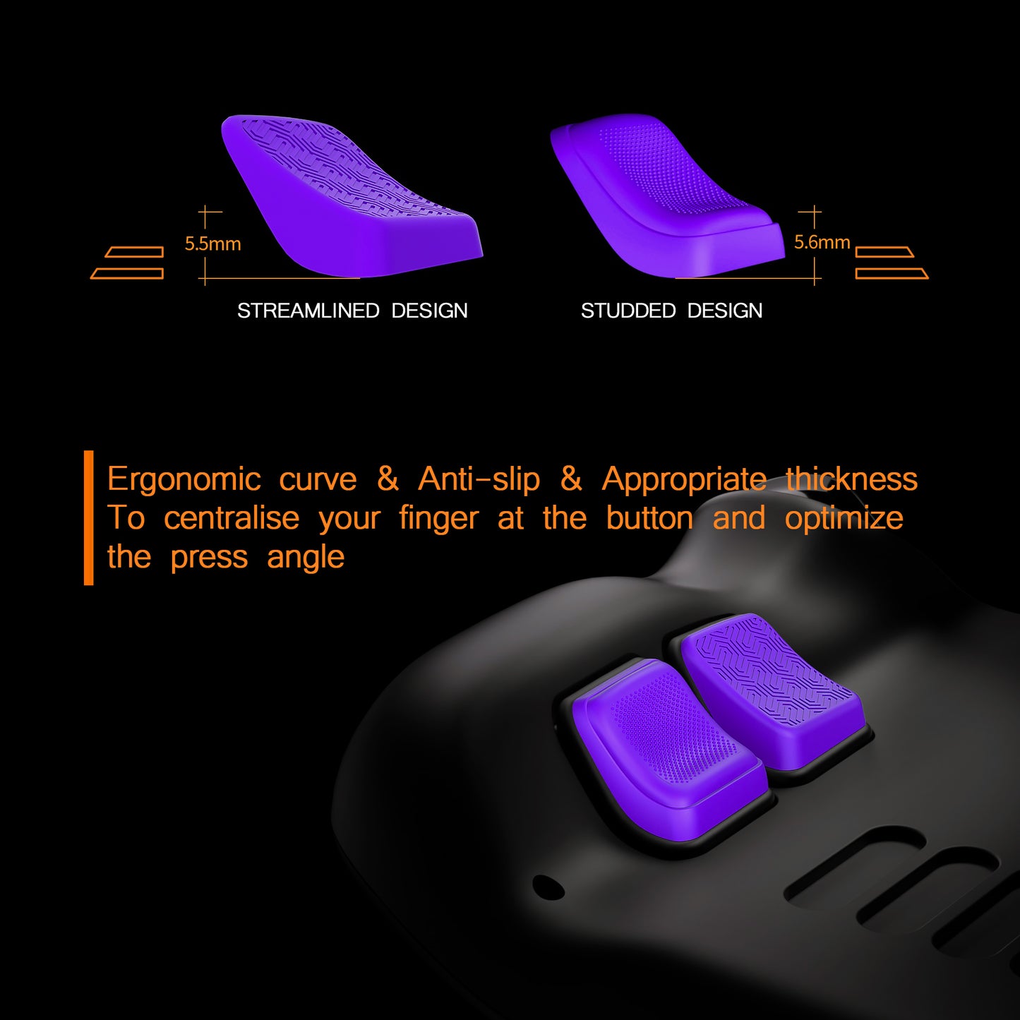PlayVital Mix Version Back Button Enhancement Set for Steam Deck LCD, Grip Improvement Button Protection Kit for Steam Deck OLED - Streamlined & Studded Design - Purple - PGSDM012 playvital