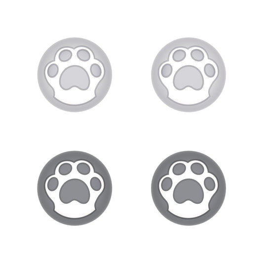 PlayVital Cat Paw Cute Thumb Grip Caps for ps5/4 Controller, Silicone Analog Stick Caps Cover for Xbox Series X/S, Thumbstick Caps for Switch Pro Controller - Gray & Light Gray - PJM3006 PlayVital
