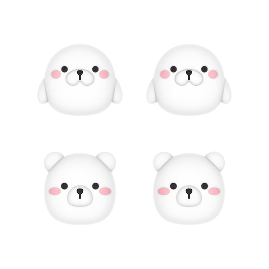 PlayVital Cute Thumb Grip Caps for ps5/4 Controller, Silicone Analog Stick Caps Cover for Xbox Series X/S, Thumbstick Caps for Switch Pro Controller - Polar Bear & Baby Seal - PJM3016 PlayVital