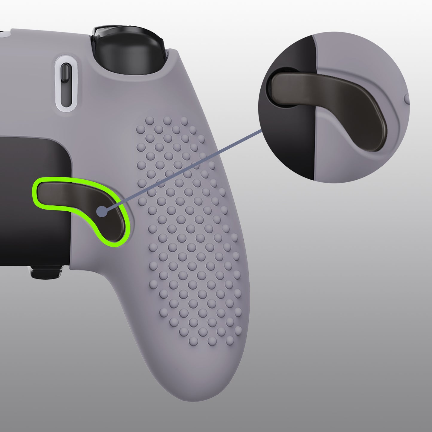 PlayVital 3D Studded Edition Anti-Slip Silicone Cover Case with Thumb Grip Caps for PS5 Edge Controller - Metallic Gray - ETPFP013 PlayVital