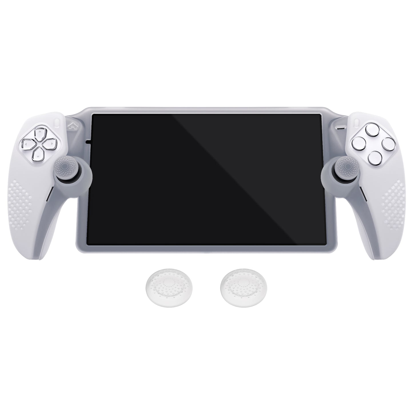 PlayVital 3D Studded Edition Anti-Slip Silicone Protective Case with Thumb Grips for PS Portal Remote Player - Clear White - CYRPFP003 PlayVital