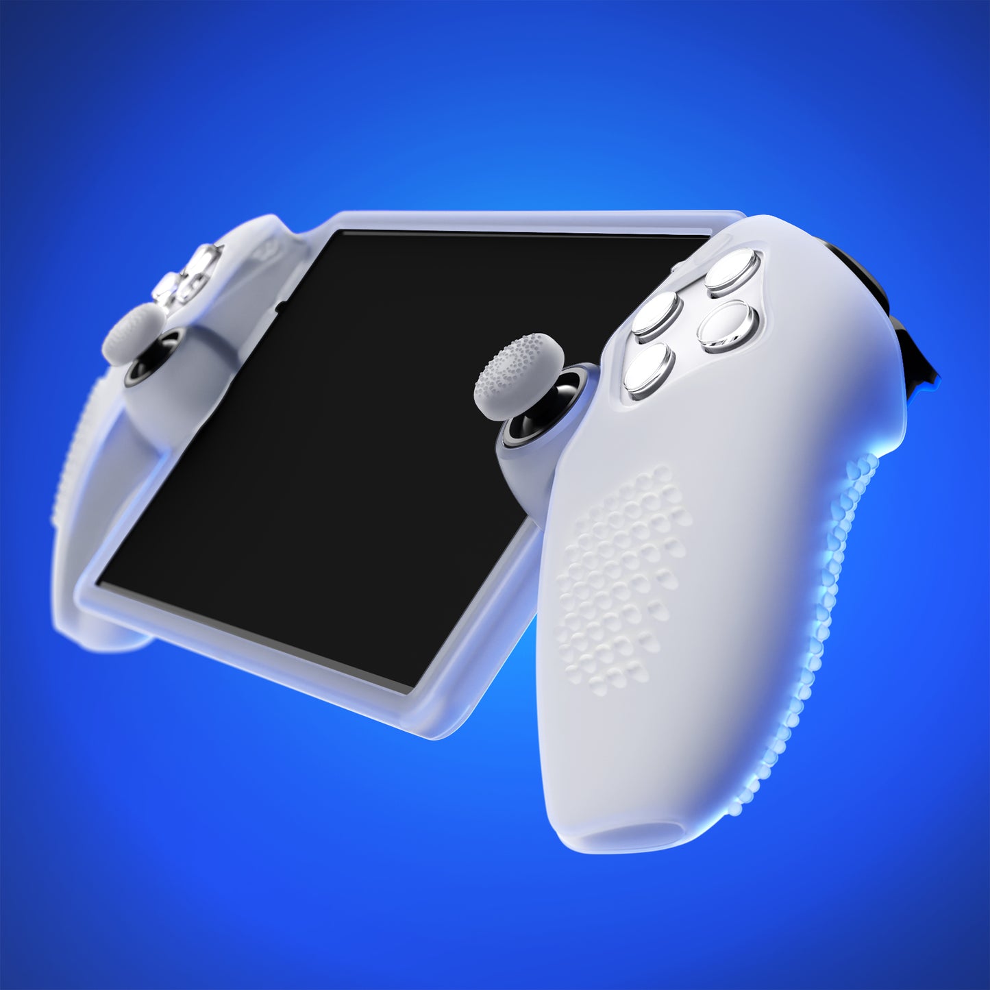 PlayVital 3D Studded Edition Anti-Slip Silicone Protective Case with Thumb Grips for PS Portal Remote Player - Clear White - CYRPFP003 PlayVital