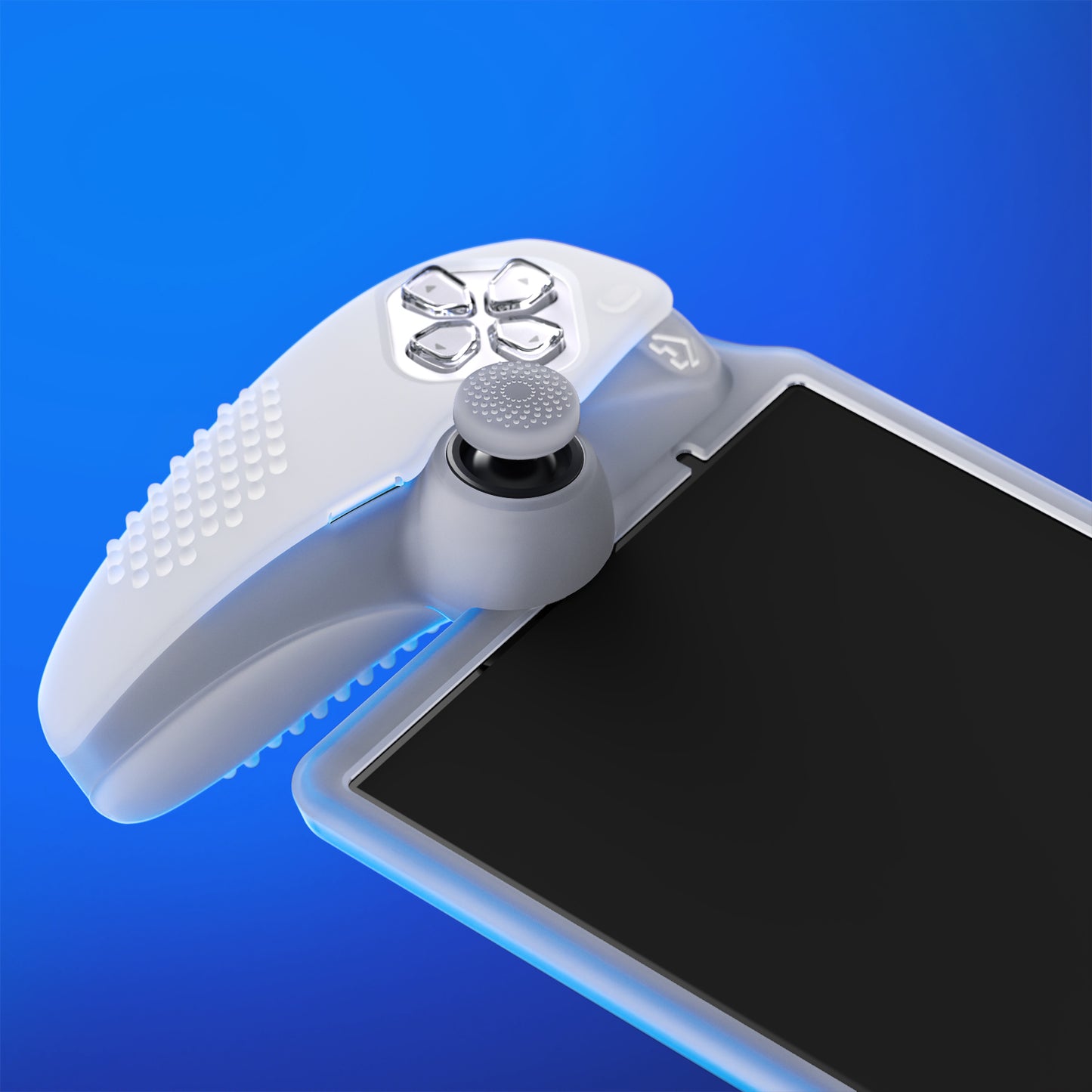 PlayVital 3D Studded Edition Anti-Slip Silicone Protective Case with Thumb Grips for PS Portal Remote Player - Clear White - CYRPFP003 PlayVital