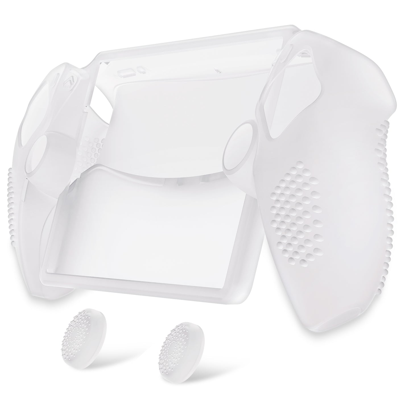 PlayVital 3D Studded Edition Anti-Slip Silicone Protective Case with Thumb Grips for PS Portal Remote Player - Clear White - CYRPFP003 PlayVital