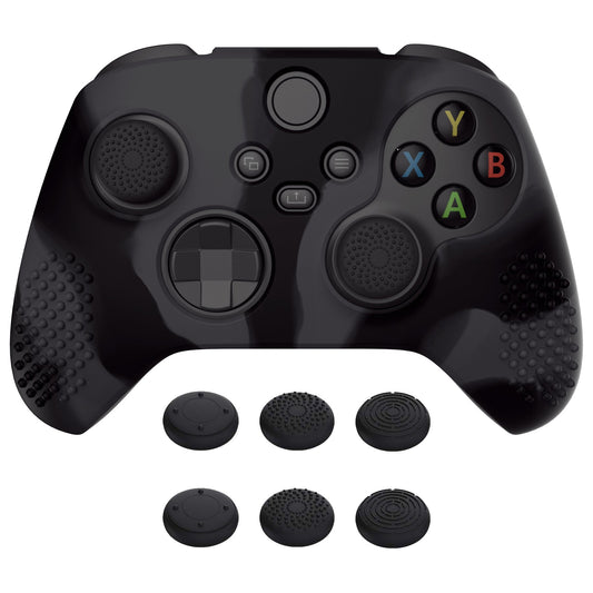 PlayVital 3D Studded Edition Anti-slip Silicone Cover Skin with Thumb Grip Caps for Xbox Series X/S Controller & Xbox Core Wireless Controller - Dark Gray & Black PlayVital