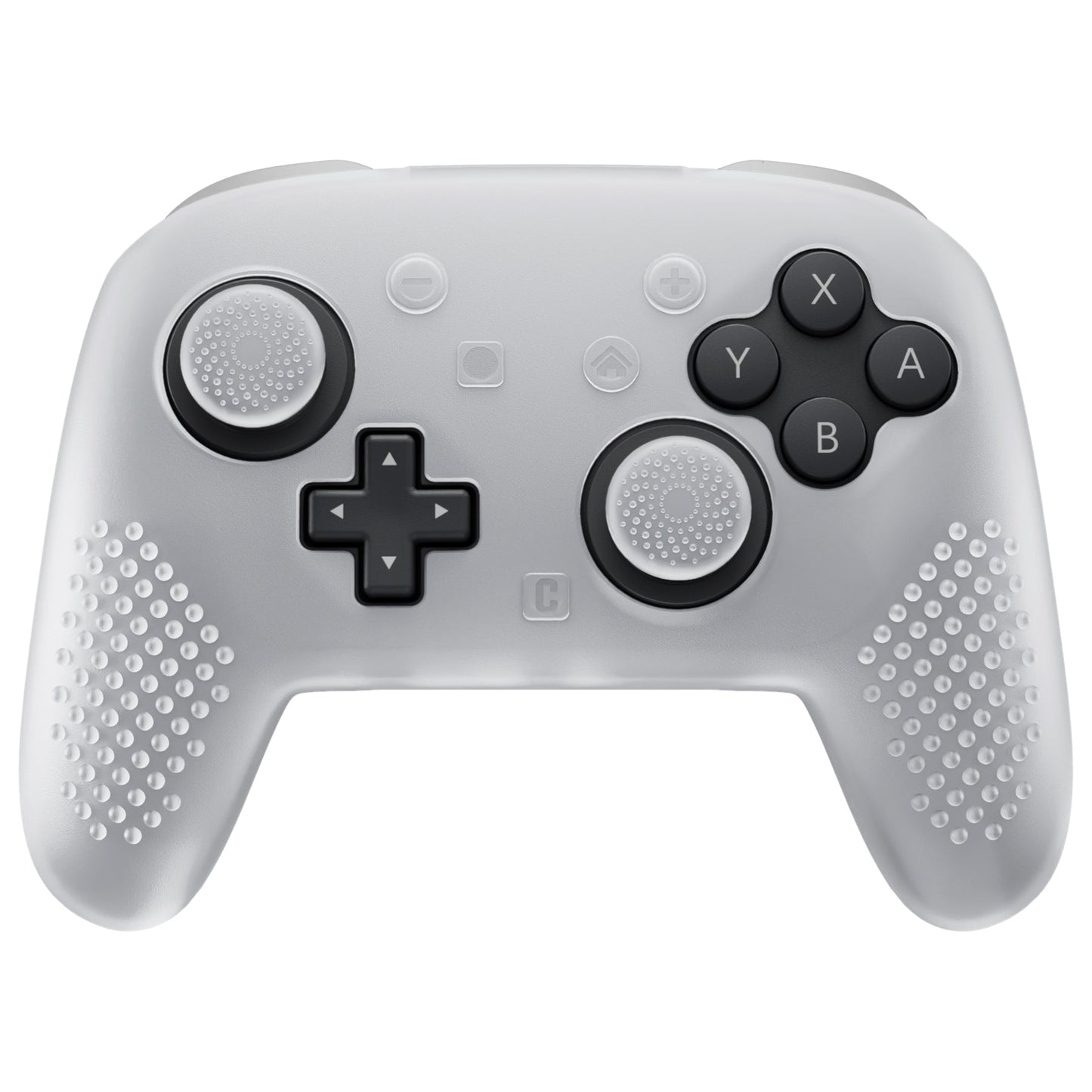 PlayVital 3D Studded Edition Silicone Cover Skin for Nintendo Switch 2 Pro Controller, Anti-Slip Grip Protector Case for Switch 2 Pro with Back Button Cap, Thumb Grips - Clear White PlayVital