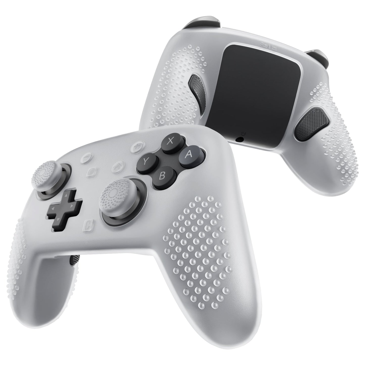 PlayVital 3D Studded Edition Silicone Cover Skin for Nintendo Switch 2 Pro Controller, Anti-Slip Grip Protector Case for Switch 2 Pro with Back Button Cap, Thumb Grips - Clear White PlayVital
