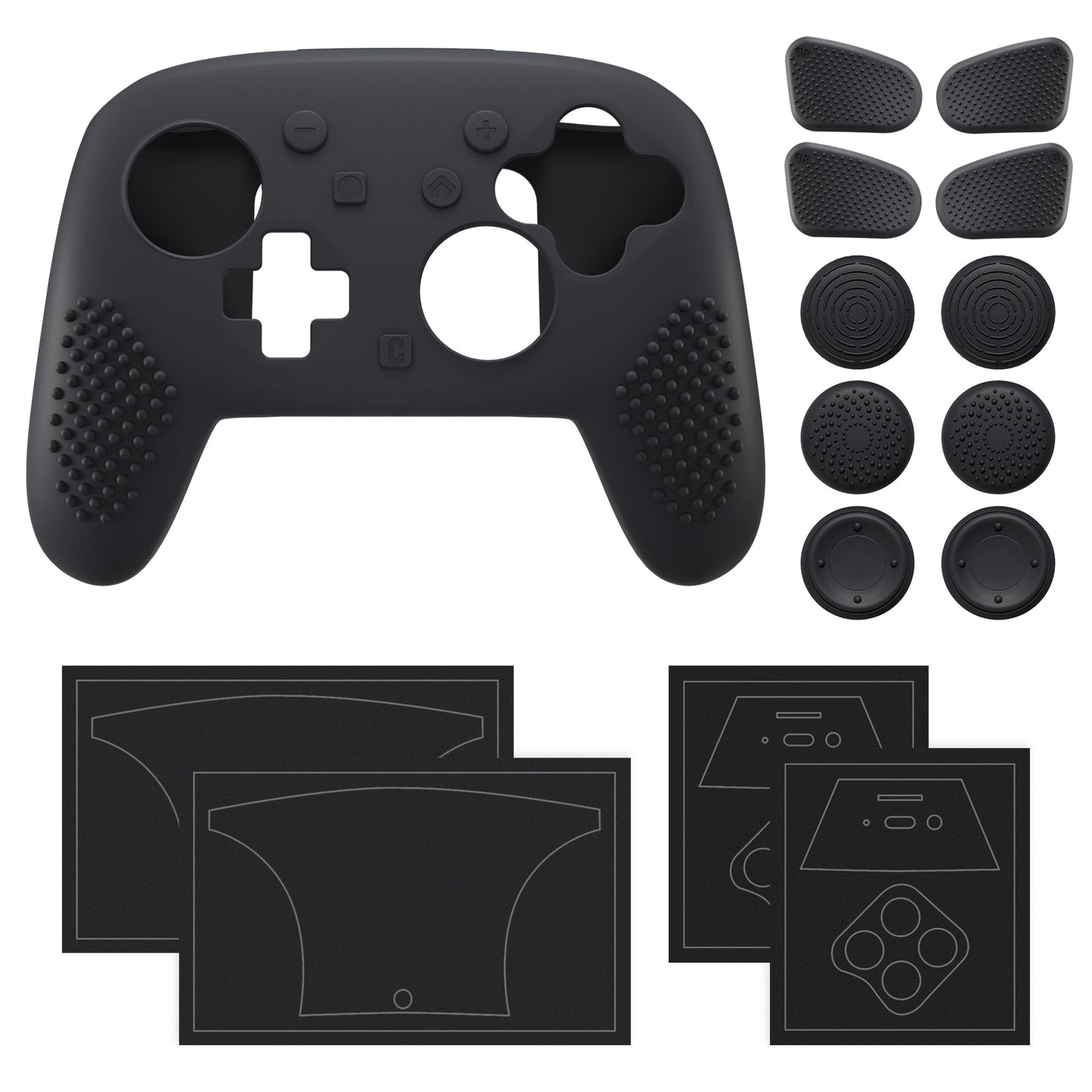 PlayVital 3D Studded Edition Silicone Cover Skin for Nintendo Switch 2 Pro Controller, Anti-Slip Grip Protector Case for Switch 2 Pro with Back Button Cap, Thumb Grips & Sticker - Black PlayVital
