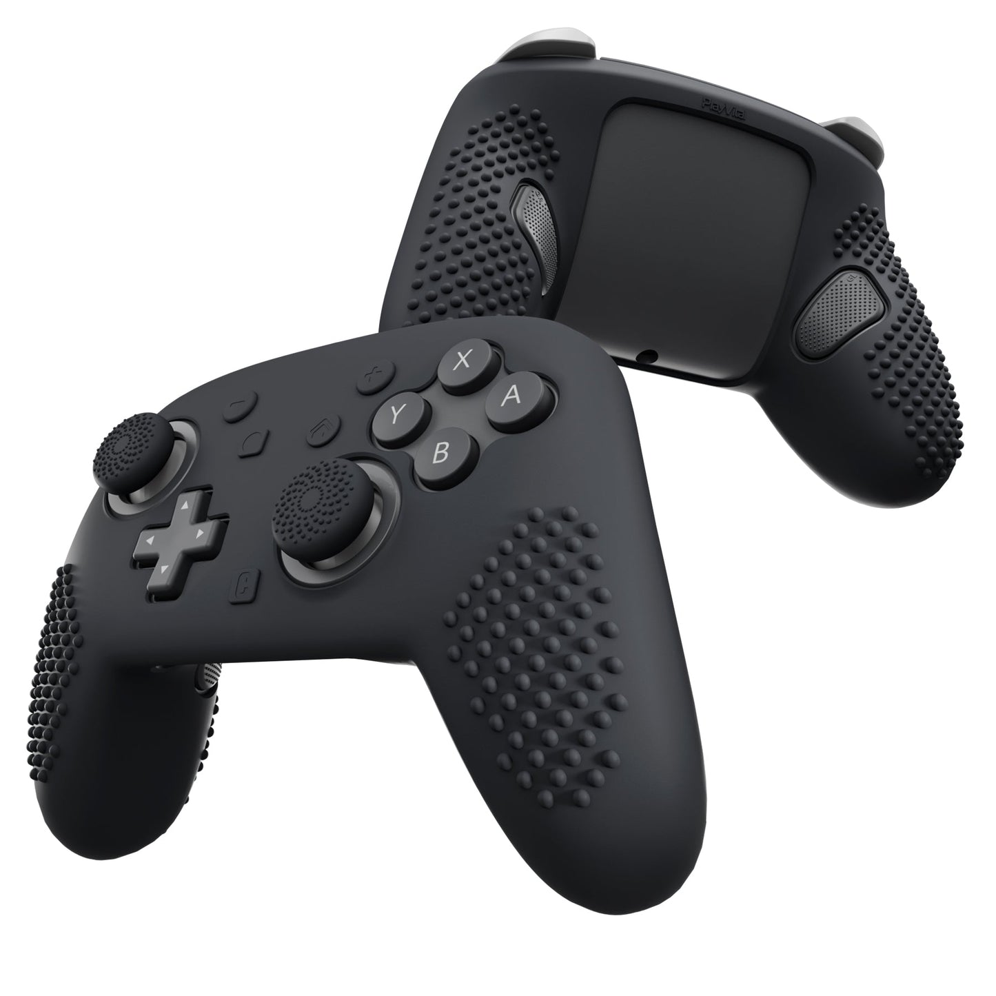 PlayVital 3D Studded Edition Silicone Cover Skin for Nintendo Switch 2 Pro Controller, Anti-Slip Grip Protector Case for Switch 2 Pro with Back Button Cap, Thumb Grips & Sticker - Black PlayVital