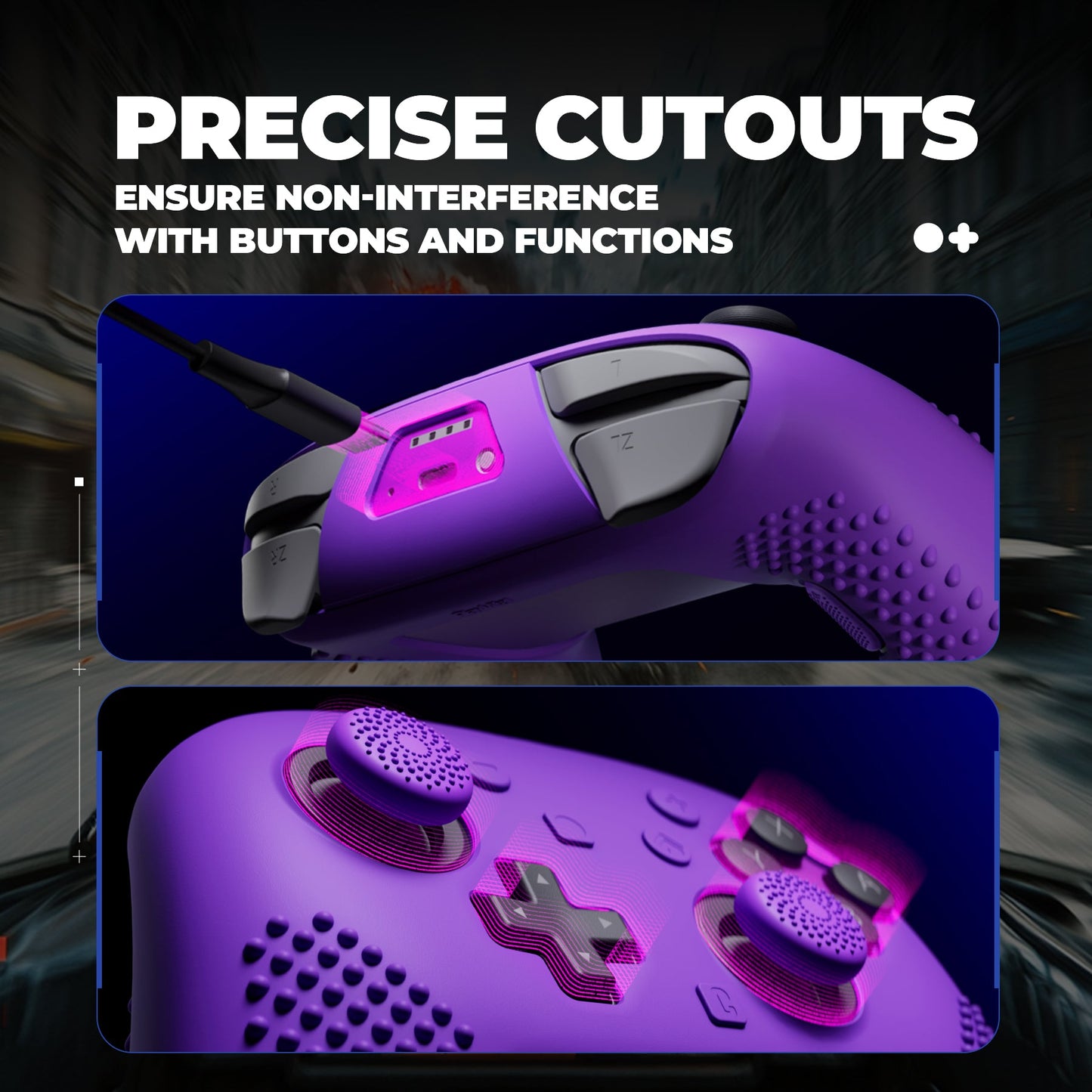 PlayVital 3D Studded Edition Silicone Cover Skin for Nintendo Switch 2 Pro Controller, Anti-Slip Grip Protector Case for Switch 2 Pro with Back Button Cap, Thumb Grips & Sticker - Purple PlayVital