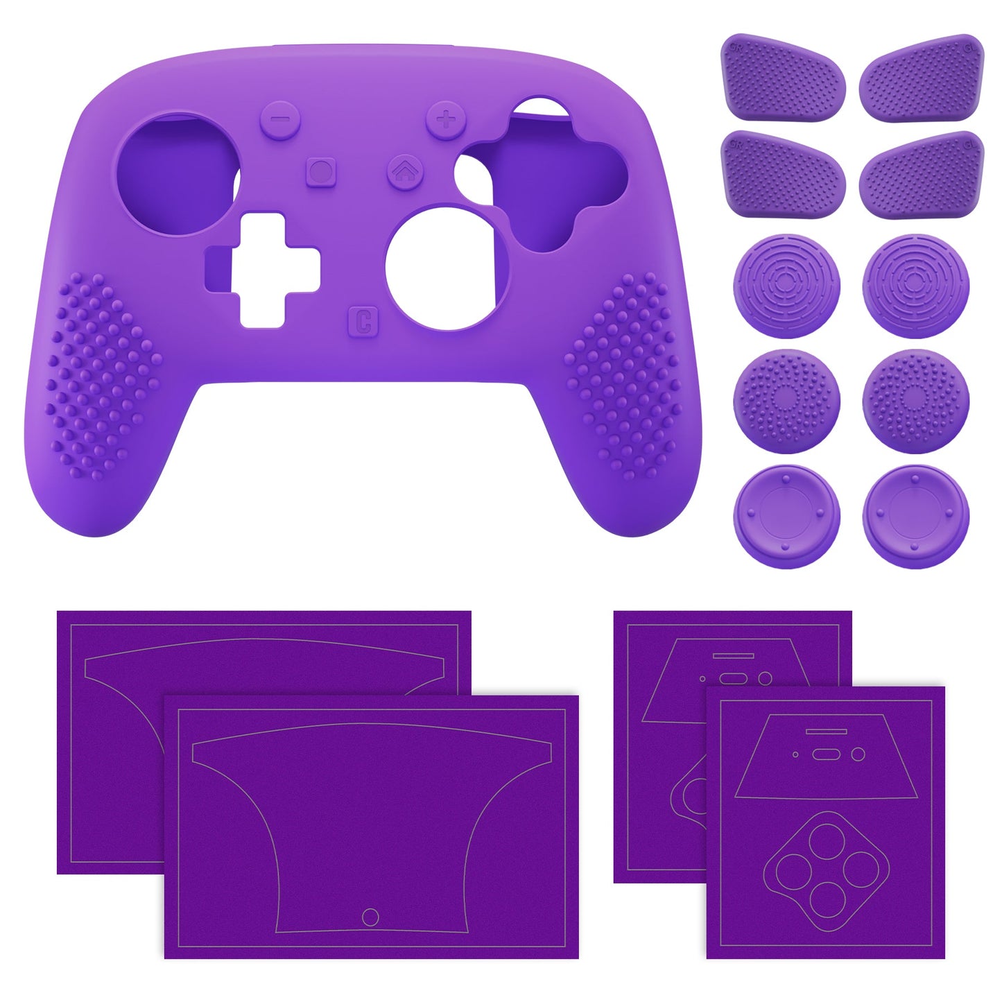PlayVital 3D Studded Edition Silicone Cover Skin for Nintendo Switch 2 Pro Controller, Anti-Slip Grip Protector Case for Switch 2 Pro with Back Button Cap, Thumb Grips & Sticker - Purple PlayVital