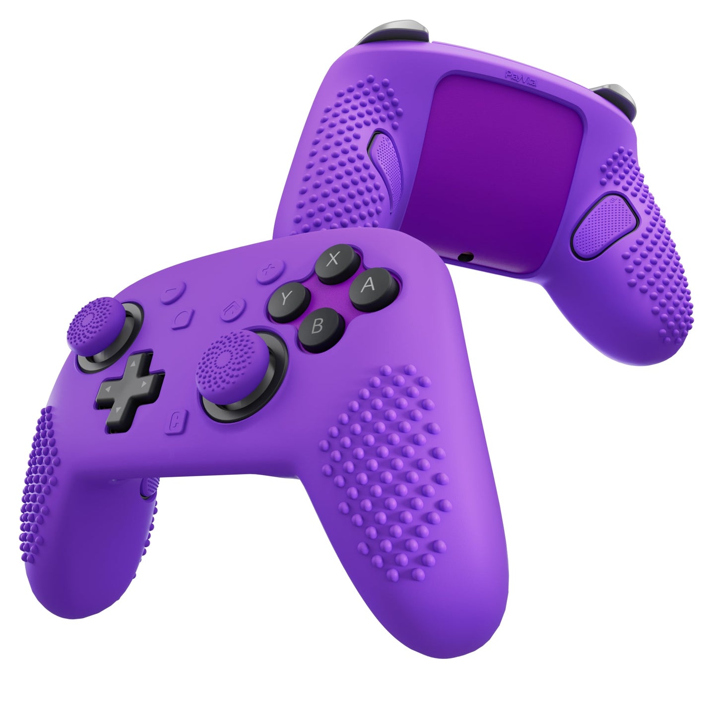 PlayVital 3D Studded Edition Silicone Cover Skin for Nintendo Switch 2 Pro Controller, Anti-Slip Grip Protector Case for Switch 2 Pro with Back Button Cap, Thumb Grips & Sticker - Purple PlayVital