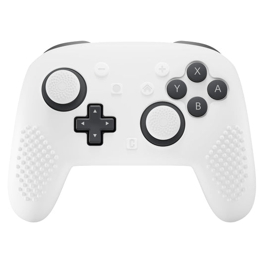 PlayVital 3D Studded Edition Silicone Cover Skin for Nintendo Switch 2 Pro Controller, Anti-Slip Grip Protector Case for Switch 2 Pro with Back Button Cap, Thumb Grips & Sticker - White PlayVital