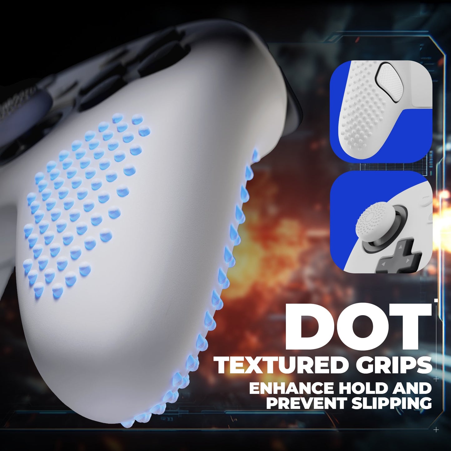 PlayVital 3D Studded Edition Silicone Cover Skin for Nintendo Switch 2 Pro Controller, Anti-Slip Grip Protector Case for Switch 2 Pro with Back Button Cap, Thumb Grips & Sticker - White PlayVital