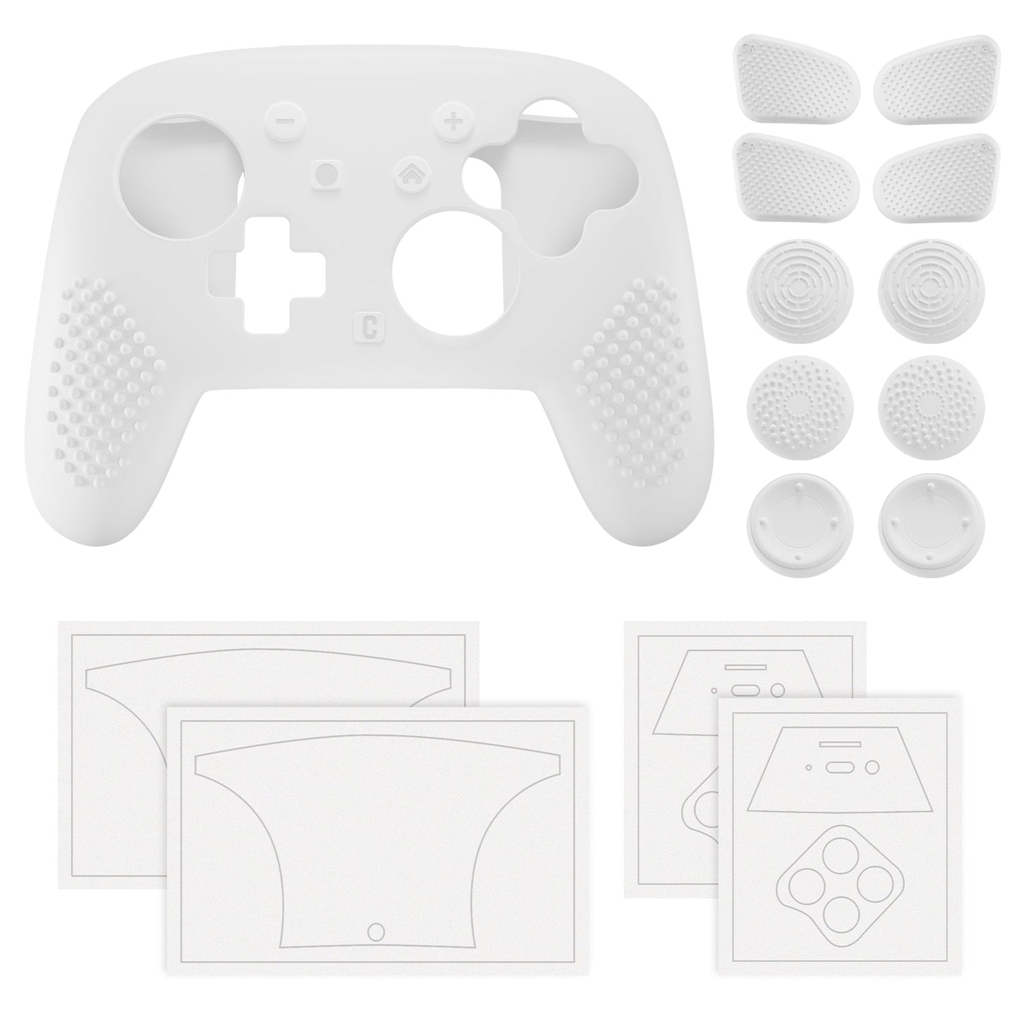 PlayVital 3D Studded Edition Silicone Cover Skin for Nintendo Switch 2 Pro Controller, Anti-Slip Grip Protector Case for Switch 2 Pro with Back Button Cap, Thumb Grips & Sticker - White PlayVital