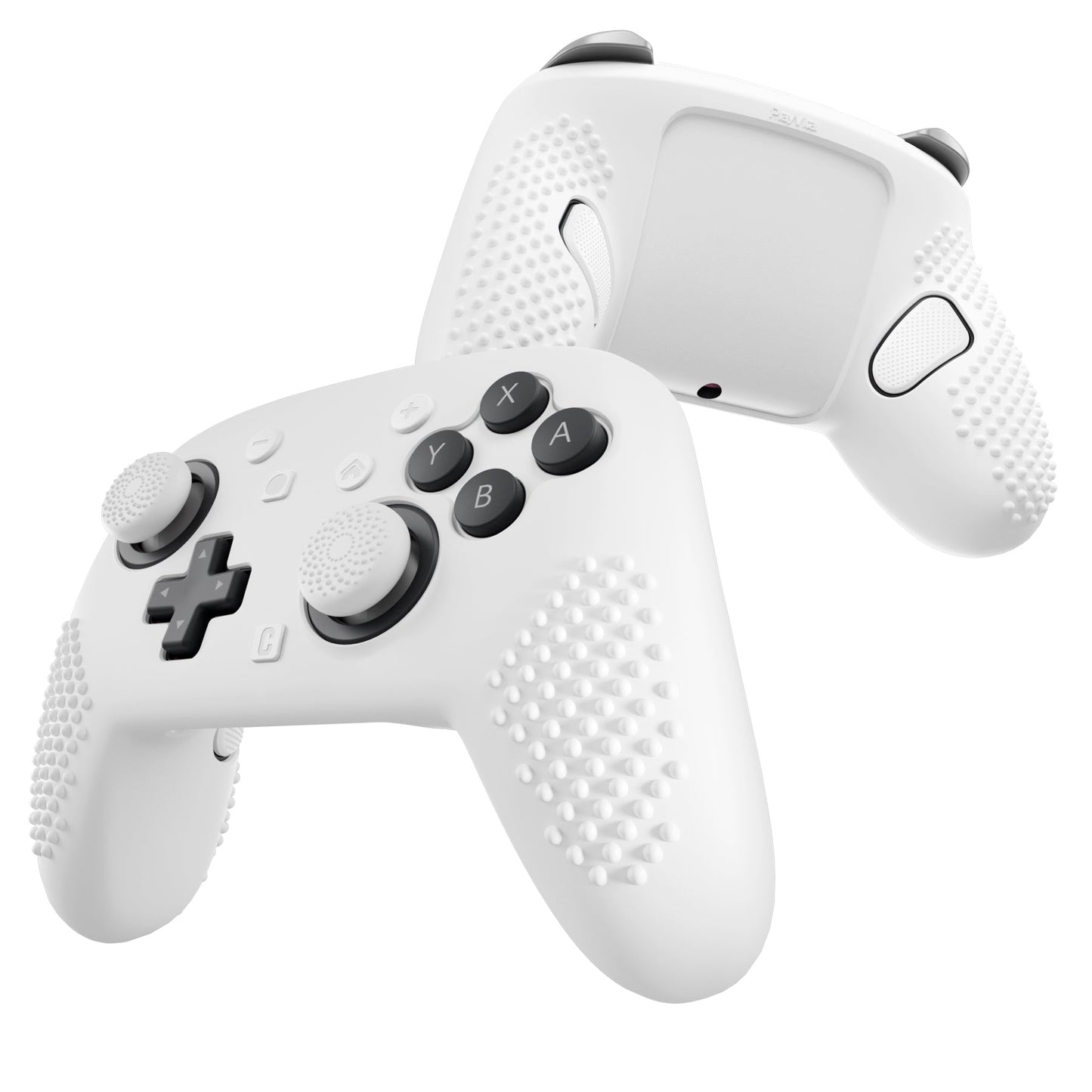 PlayVital 3D Studded Edition Silicone Cover Skin for Nintendo Switch 2 Pro Controller, Anti-Slip Grip Protector Case for Switch 2 Pro with Back Button Cap, Thumb Grips & Sticker - White PlayVital