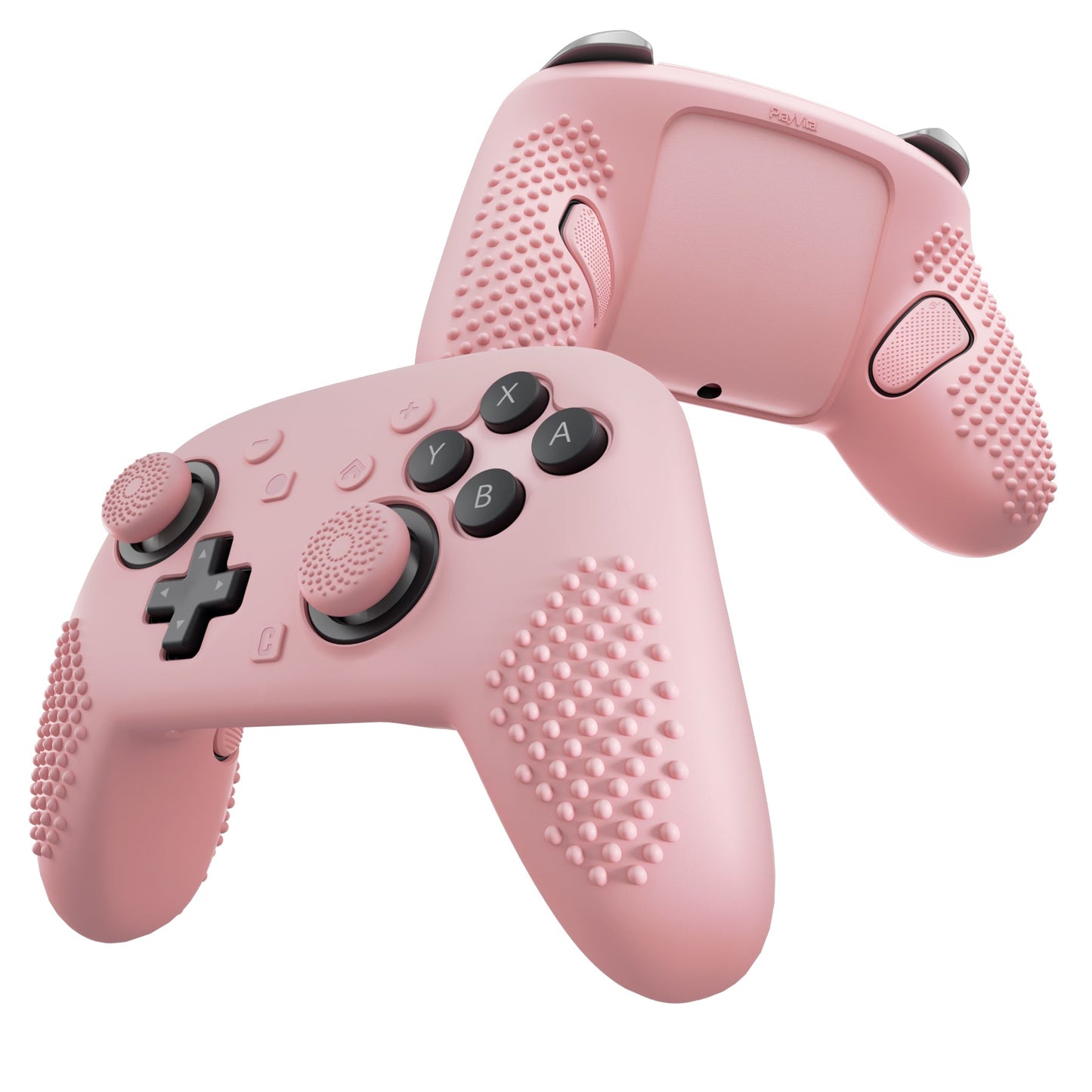 PlayVital 3D Studded Edition Silicone Cover Skin for Nintendo Switch 2 Pro Controller, Anti-Slip Grip Protector Case for Switch 2 Pro with Back Button Cap, Thumb Grips & Sticker - Cherry Blossoms Pink PlayVital