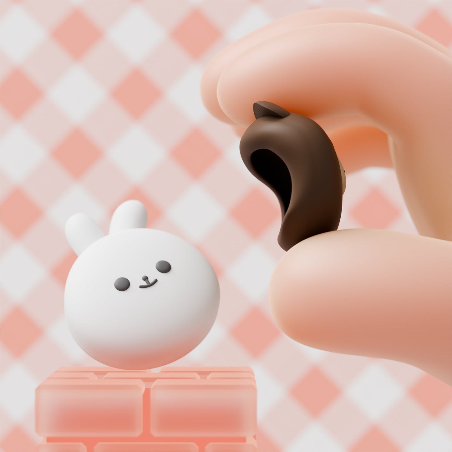 PlayVital 4 Pcs Cute Thumb Grip Caps for Nintendo Switch 2 - Chubby Bear & Smiley Bunny PlayVital