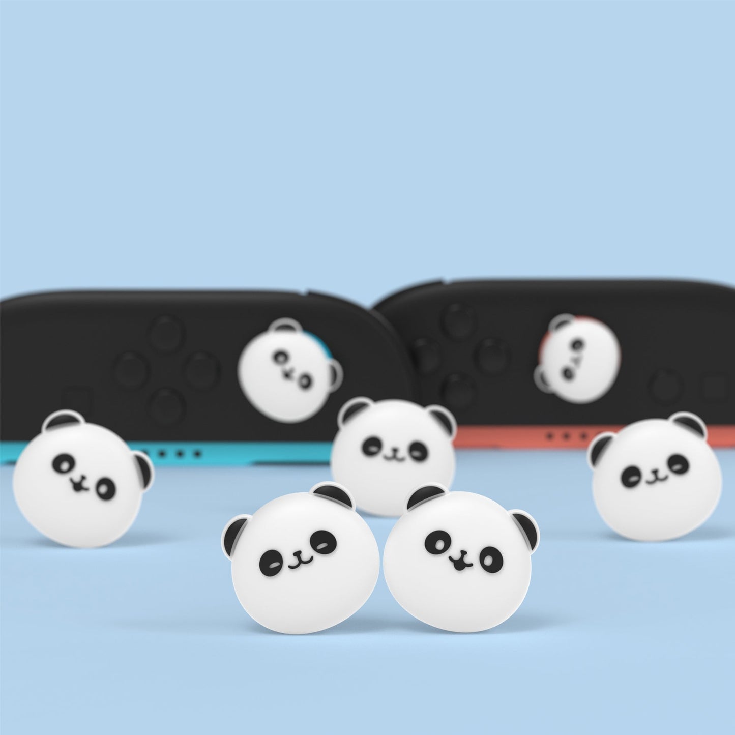 PlayVital 4 Pcs Cute Thumb Grip Caps for Nintendo Switch 2 - Chubby Panda PlayVital