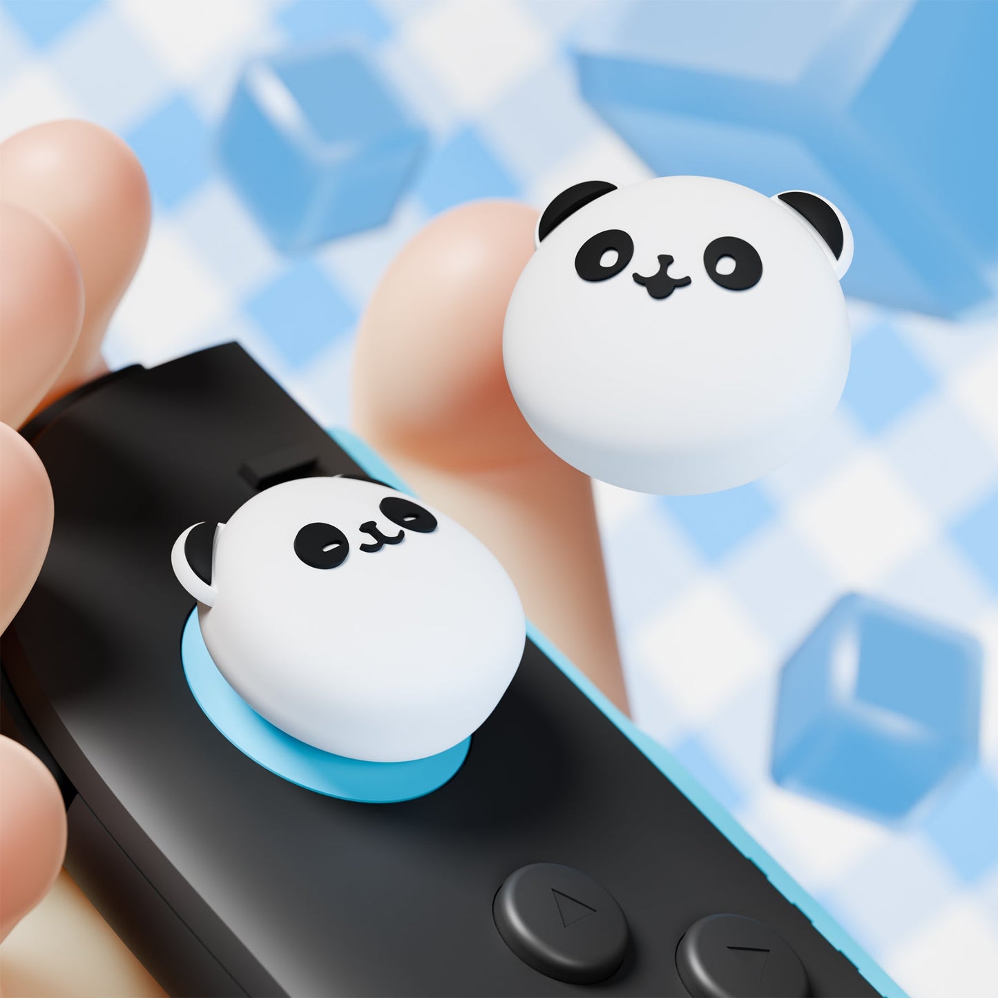 PlayVital 4 Pcs Cute Thumb Grip Caps for Nintendo Switch 2 - Chubby Panda PlayVital