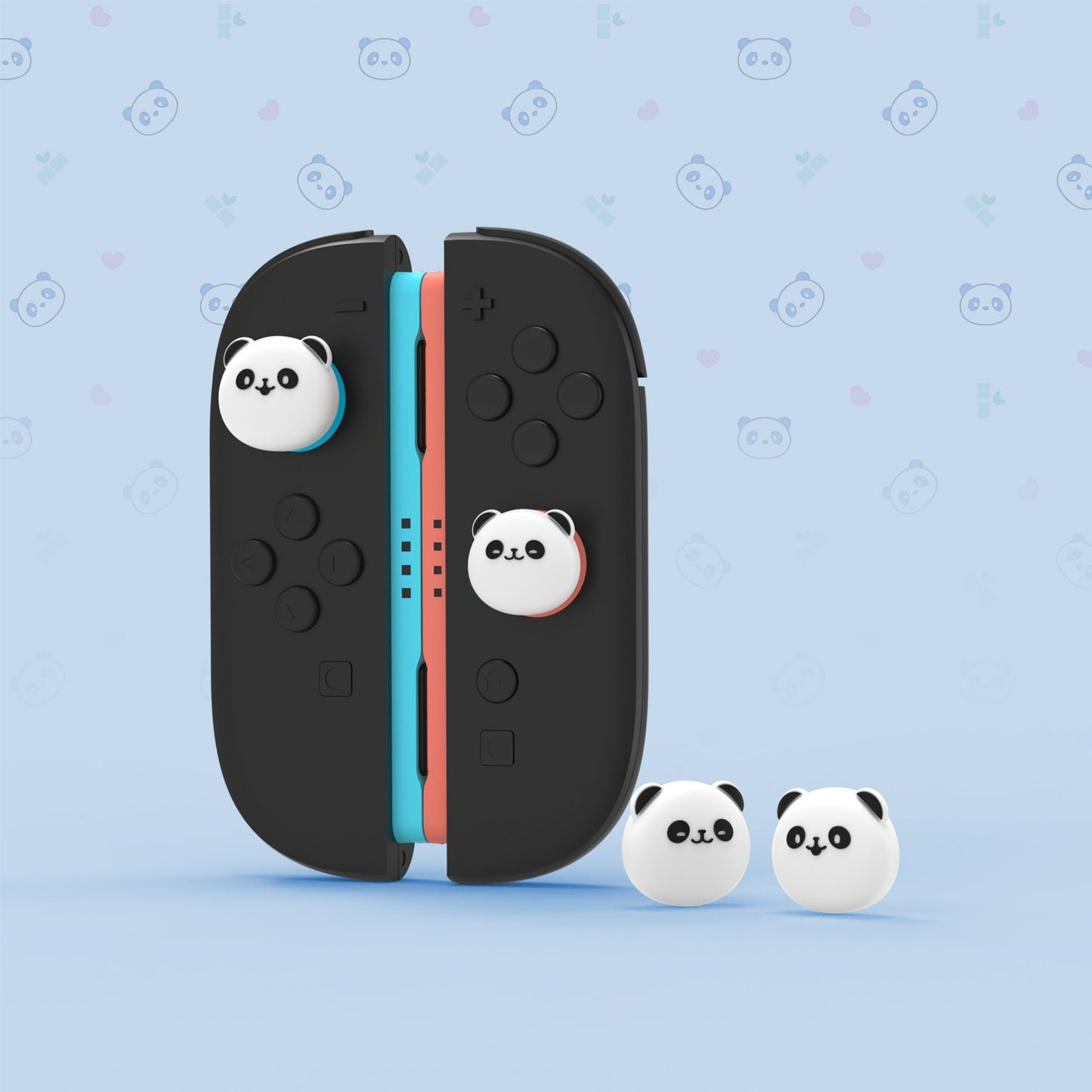 PlayVital 4 Pcs Cute Thumb Grip Caps for Nintendo Switch 2 - Chubby Panda PlayVital