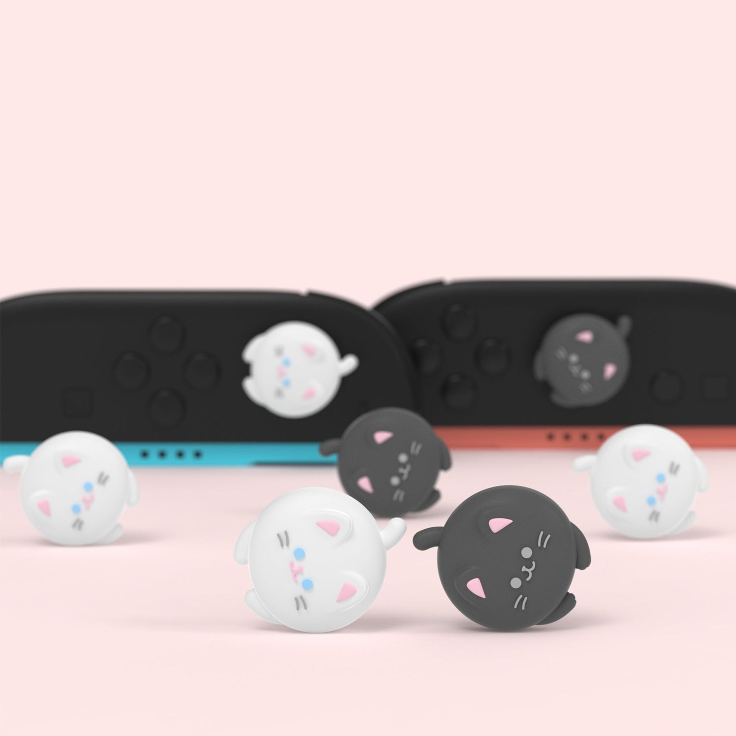PlayVital 4 Pcs Cute Thumb Grip Caps for Nintendo Switch 2 - Cutie Kitty PlayVital