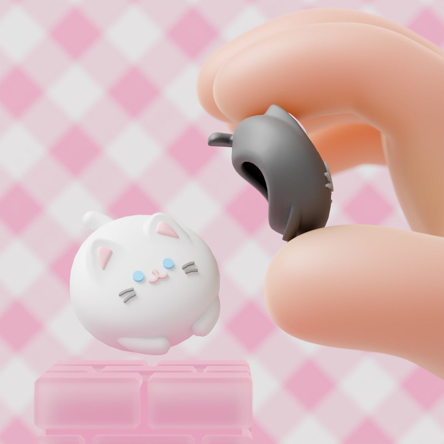 PlayVital 4 Pcs Cute Thumb Grip Caps for Nintendo Switch 2 - Cutie Kitty PlayVital
