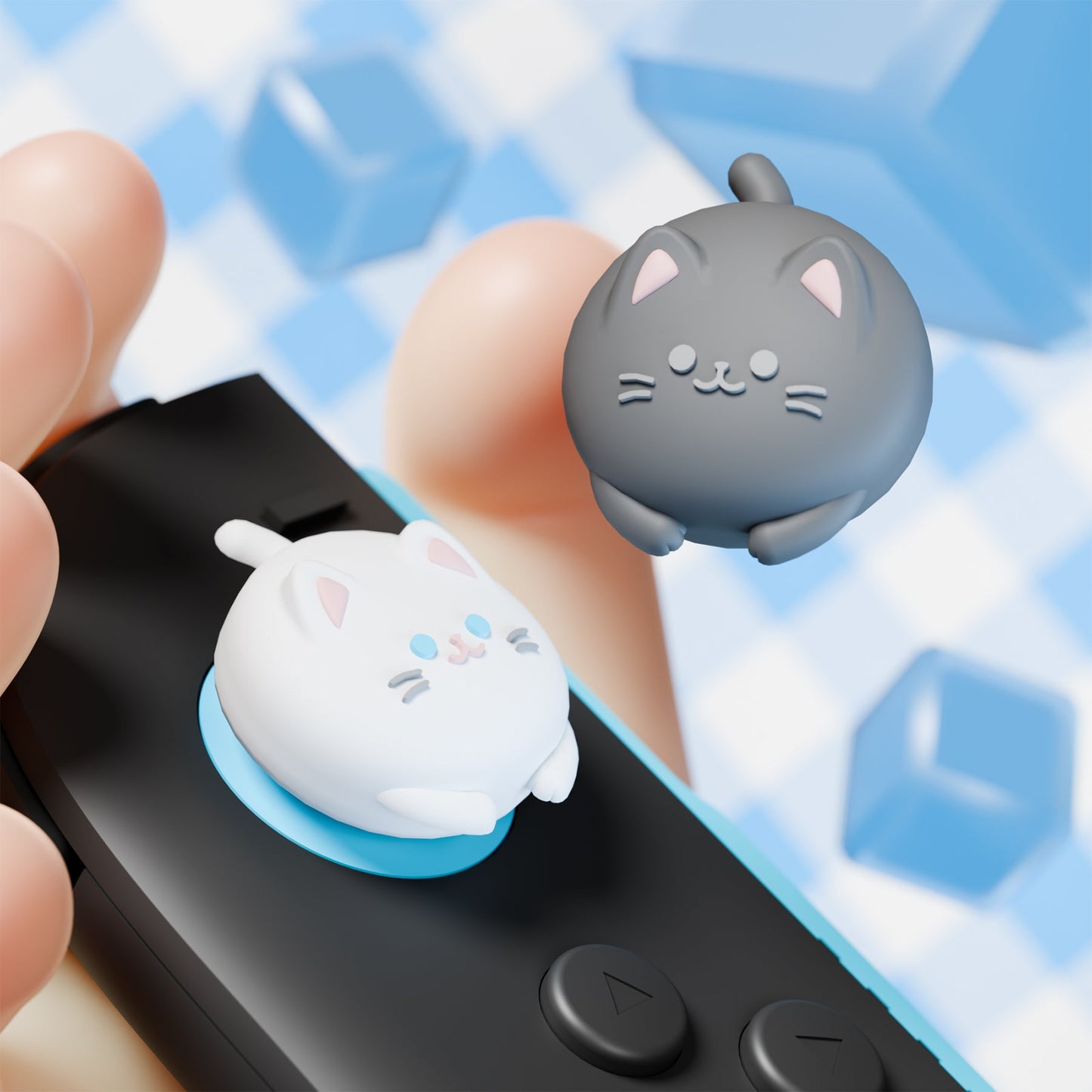 PlayVital 4 Pcs Cute Thumb Grip Caps for Nintendo Switch 2 - Cutie Kitty PlayVital