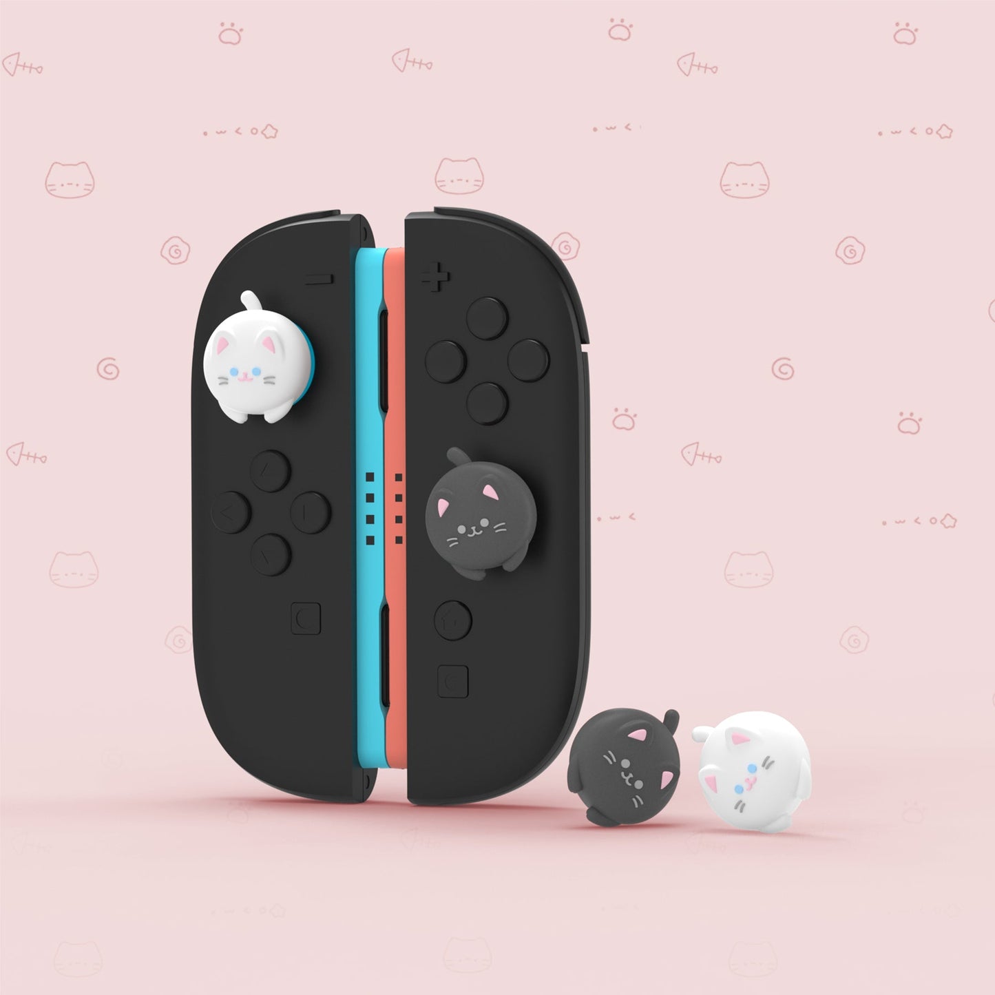 PlayVital 4 Pcs Cute Thumb Grip Caps for Nintendo Switch 2 - Cutie Kitty PlayVital