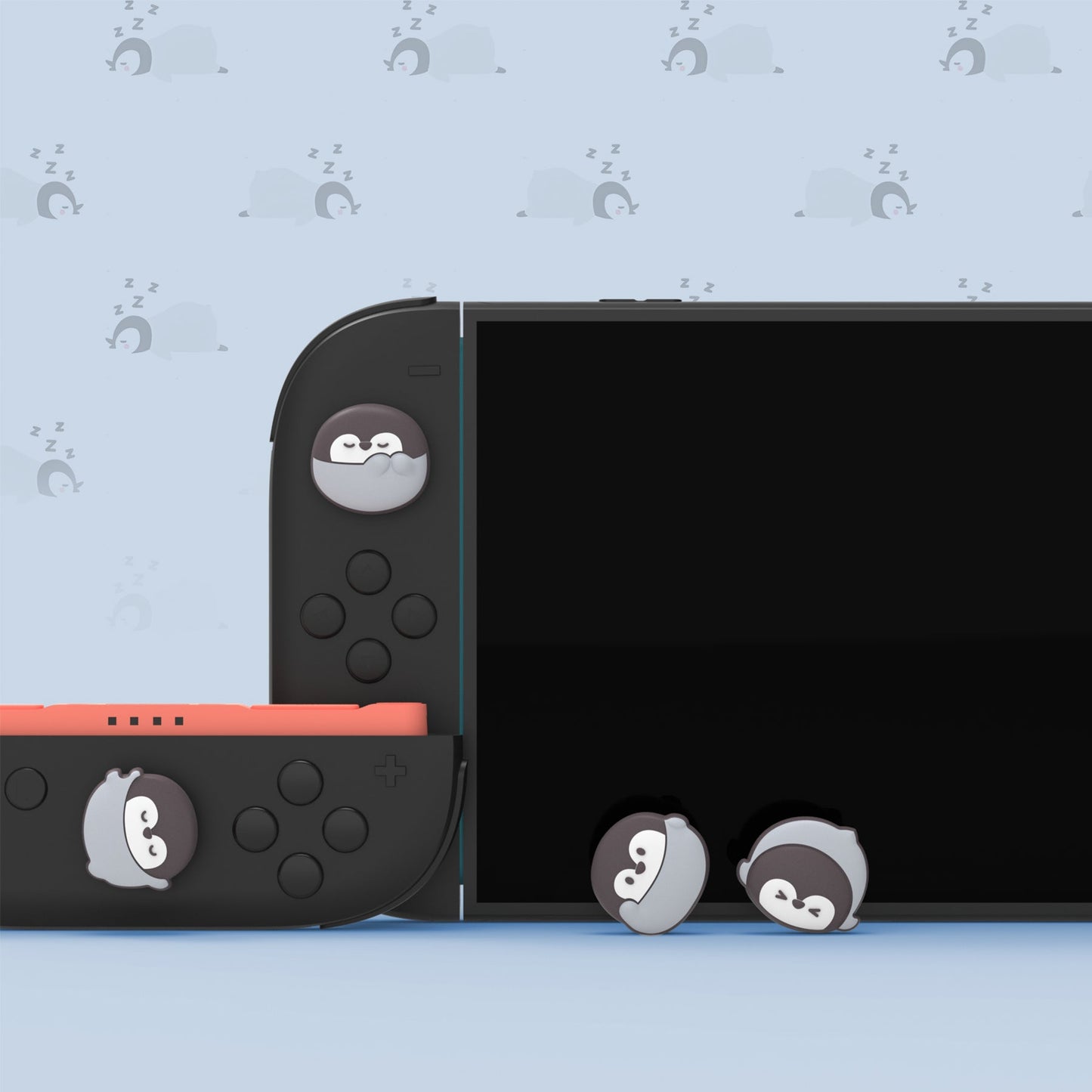 PlayVital 4 Pcs Cute Thumb Grip Caps for Nintendo Switch 2 - Cutie Penguin PlayVital