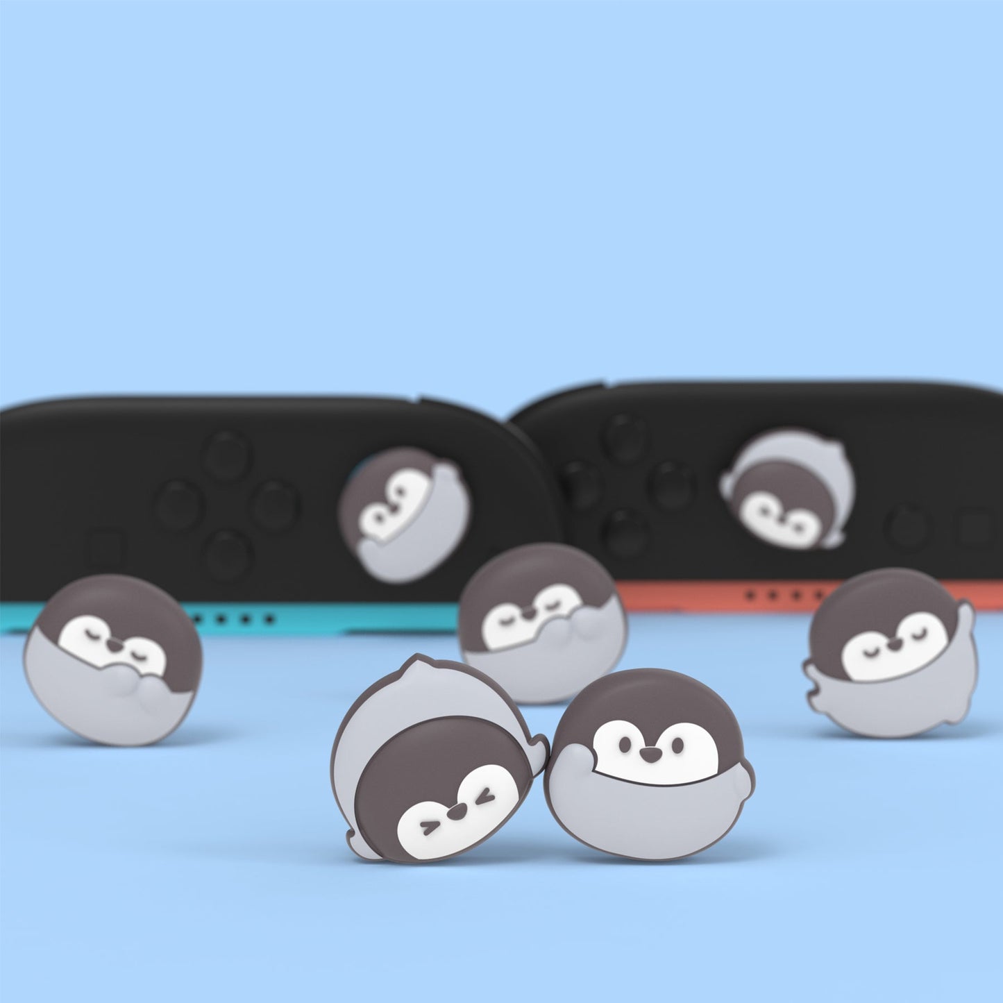 PlayVital 4 Pcs Cute Thumb Grip Caps for Nintendo Switch 2 - Cutie Penguin PlayVital