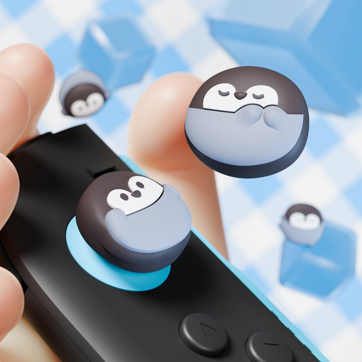 PlayVital 4 Pcs Cute Thumb Grip Caps for Nintendo Switch 2 - Cutie Penguin PlayVital