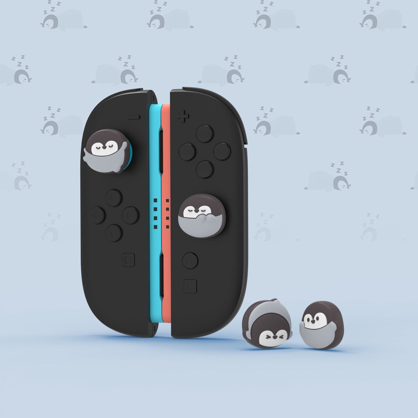 PlayVital 4 Pcs Cute Thumb Grip Caps for Nintendo Switch 2 - Cutie Penguin PlayVital
