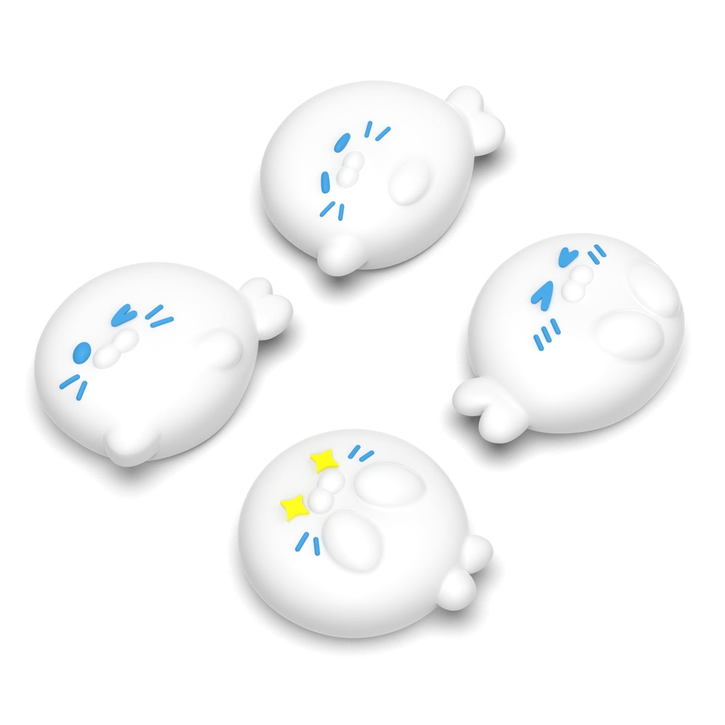PlayVital 4 Pcs Cute Thumb Grip Caps for Nintendo Switch 2 - Cutie Seal Squad PlayVital