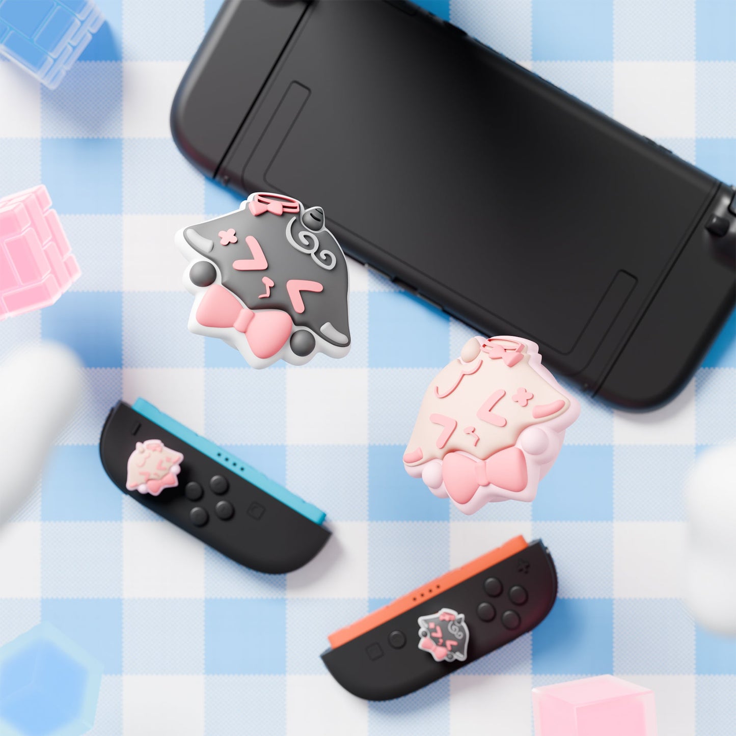 PlayVital 4 Pcs Cute Thumb Grip Caps for Nintendo Switch 2 - Needy Sheep PlayVital