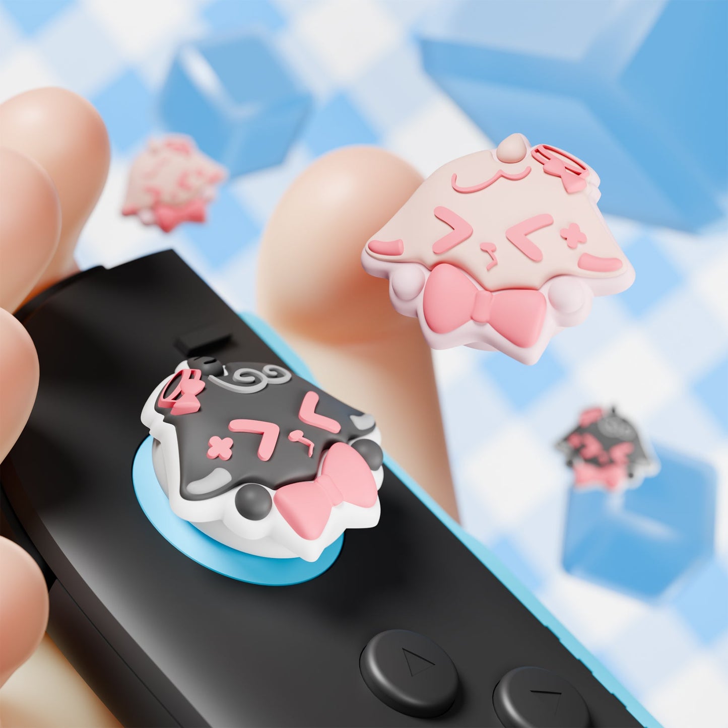 PlayVital 4 Pcs Cute Thumb Grip Caps for Nintendo Switch 2 - Needy Sheep PlayVital