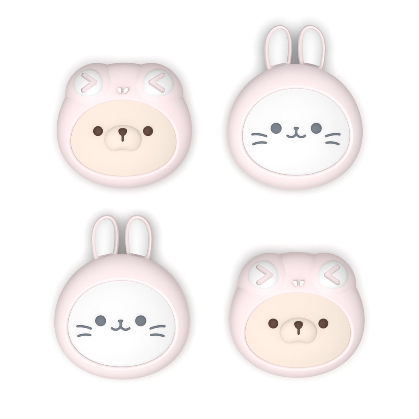 PlayVital 4 Pcs Cute Thumb Grip Caps for Nintendo Switch 2 - Pink Cosplaying Kitten & Puppy PlayVital