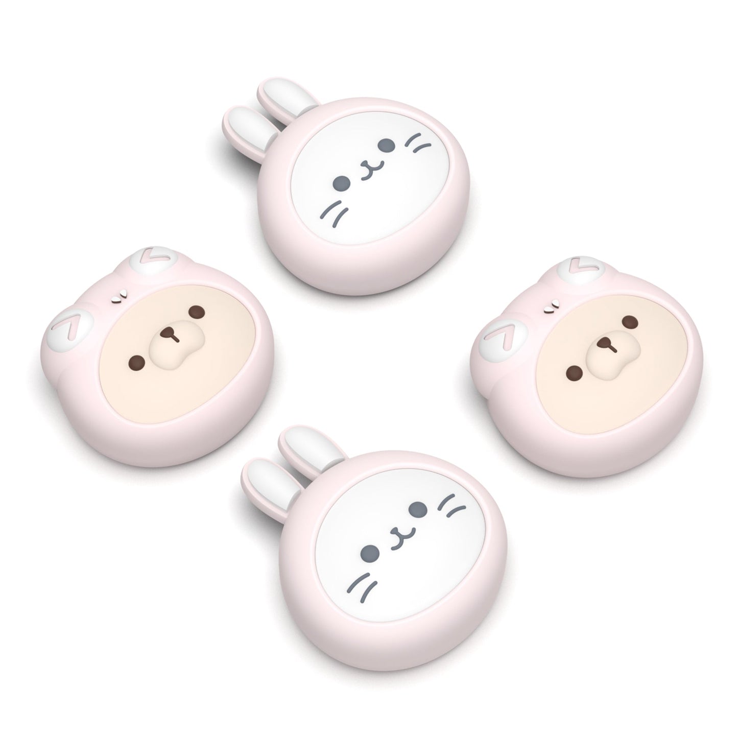 PlayVital 4 Pcs Cute Thumb Grip Caps for Nintendo Switch 2 - Pink Cosplaying Kitten & Puppy PlayVital