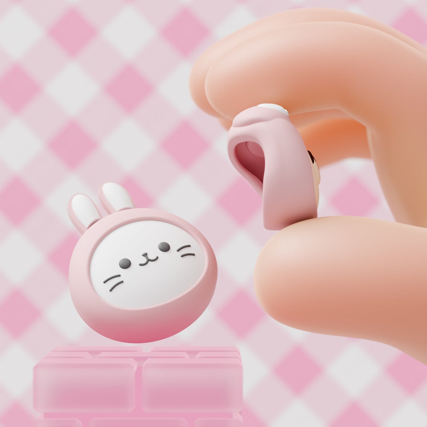 PlayVital 4 Pcs Cute Thumb Grip Caps for Nintendo Switch 2 - Pink Cosplaying Kitten & Puppy PlayVital