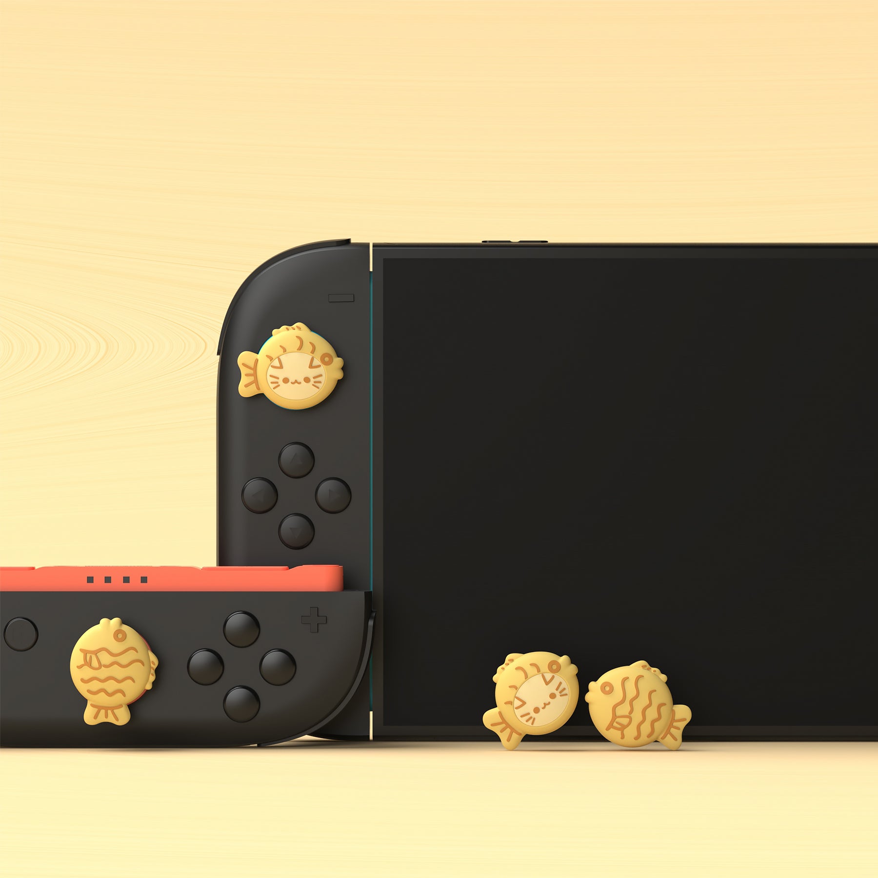 PlayVital 4 Pcs Cute Thumb Grip Caps for Nintendo Switch 2 - Taiyaki Kitten PlayVital