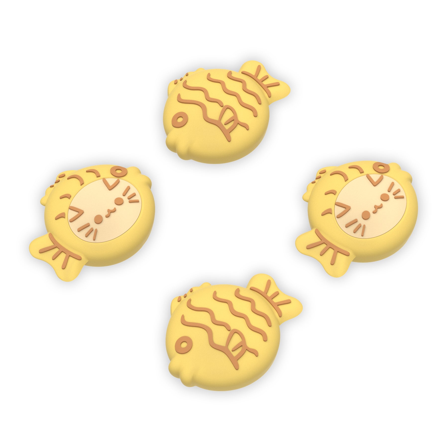 PlayVital 4 Pcs Cute Thumb Grip Caps for Nintendo Switch 2 - Taiyaki Kitten PlayVital