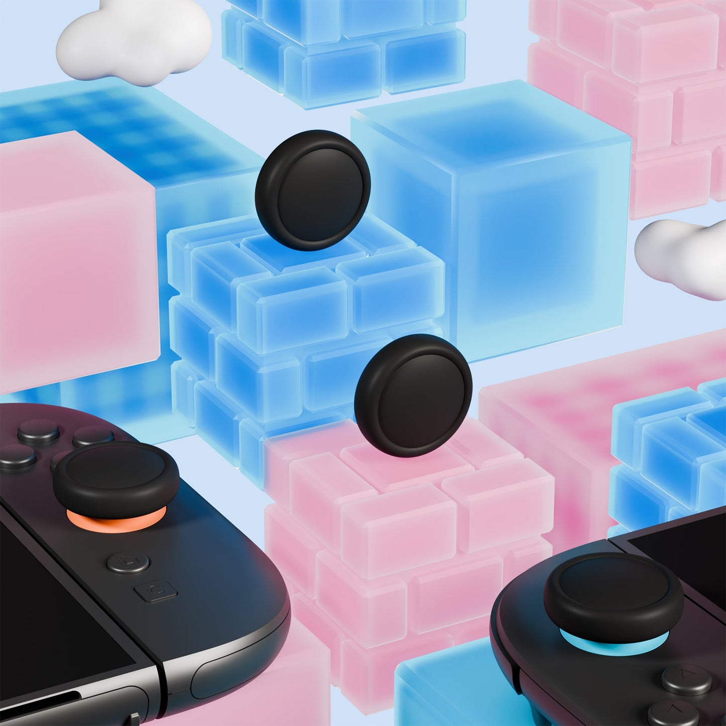 PlayVital 4Pcs Joystick Caps for Nintendo Switch 2, Silicone Thumbstick Grip Cover for Joycon 2 - Black PlayVital