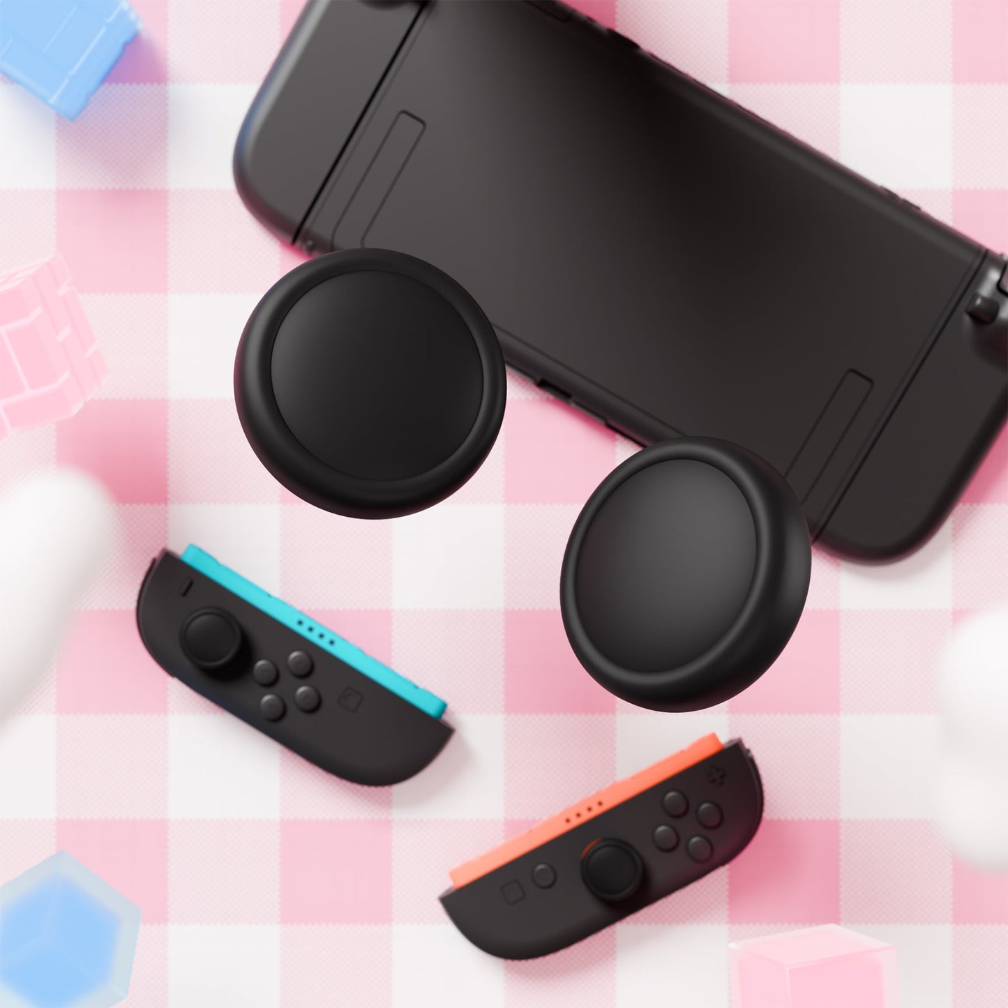 PlayVital 4Pcs Joystick Caps for Nintendo Switch 2, Silicone Thumbstick Grip Cover for Joycon 2 - Black PlayVital