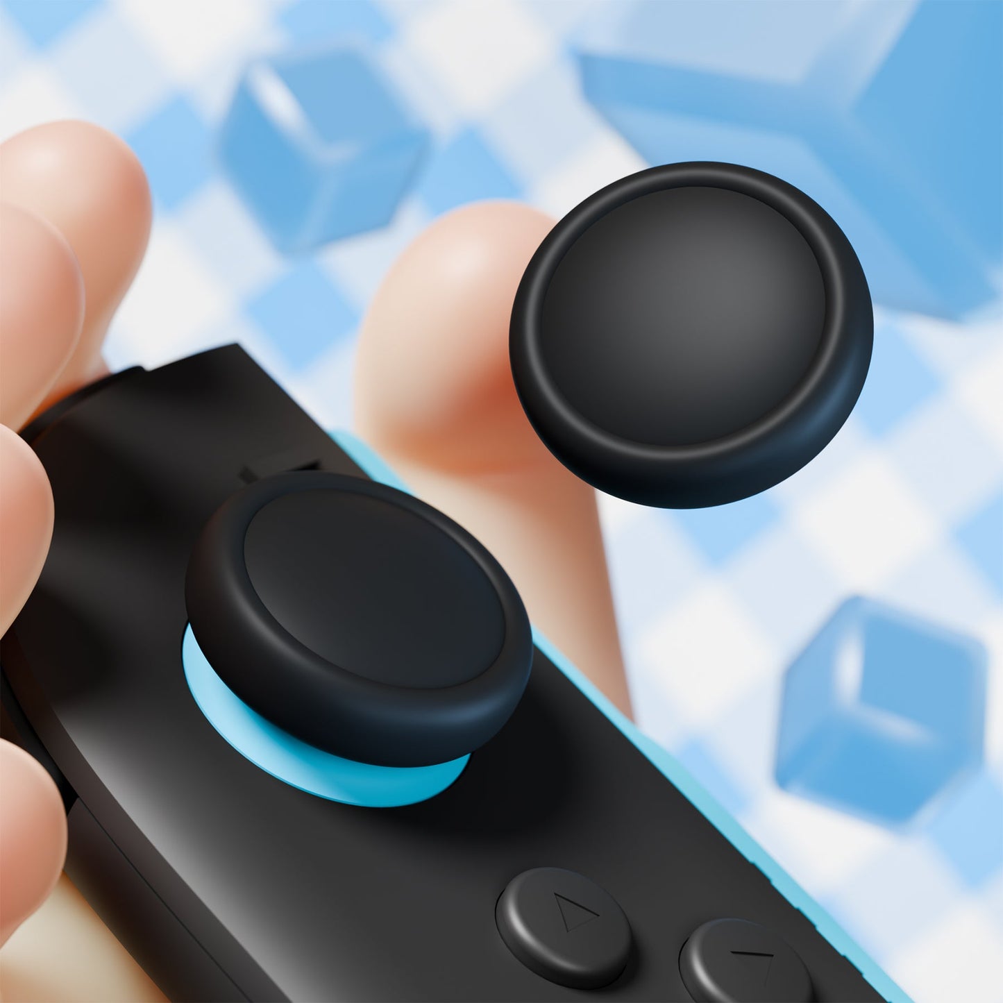 PlayVital 4Pcs Joystick Caps for Nintendo Switch 2, Silicone Thumbstick Grip Cover for Joycon 2 - Black PlayVital