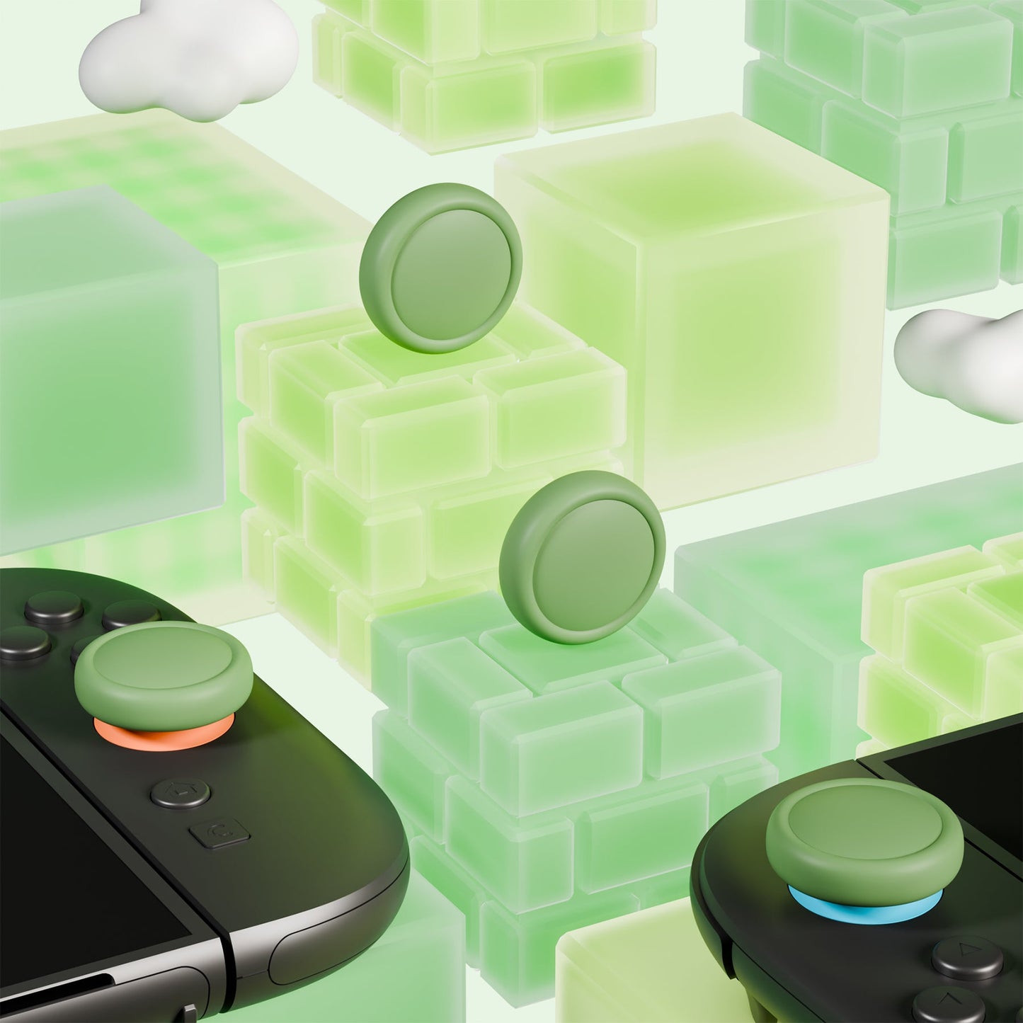 PlayVital 4Pcs Joystick Caps for Nintendo Switch 2, Silicone Thumbstick Grip Cover for Joycon 2 - Matcha Green PlayVital