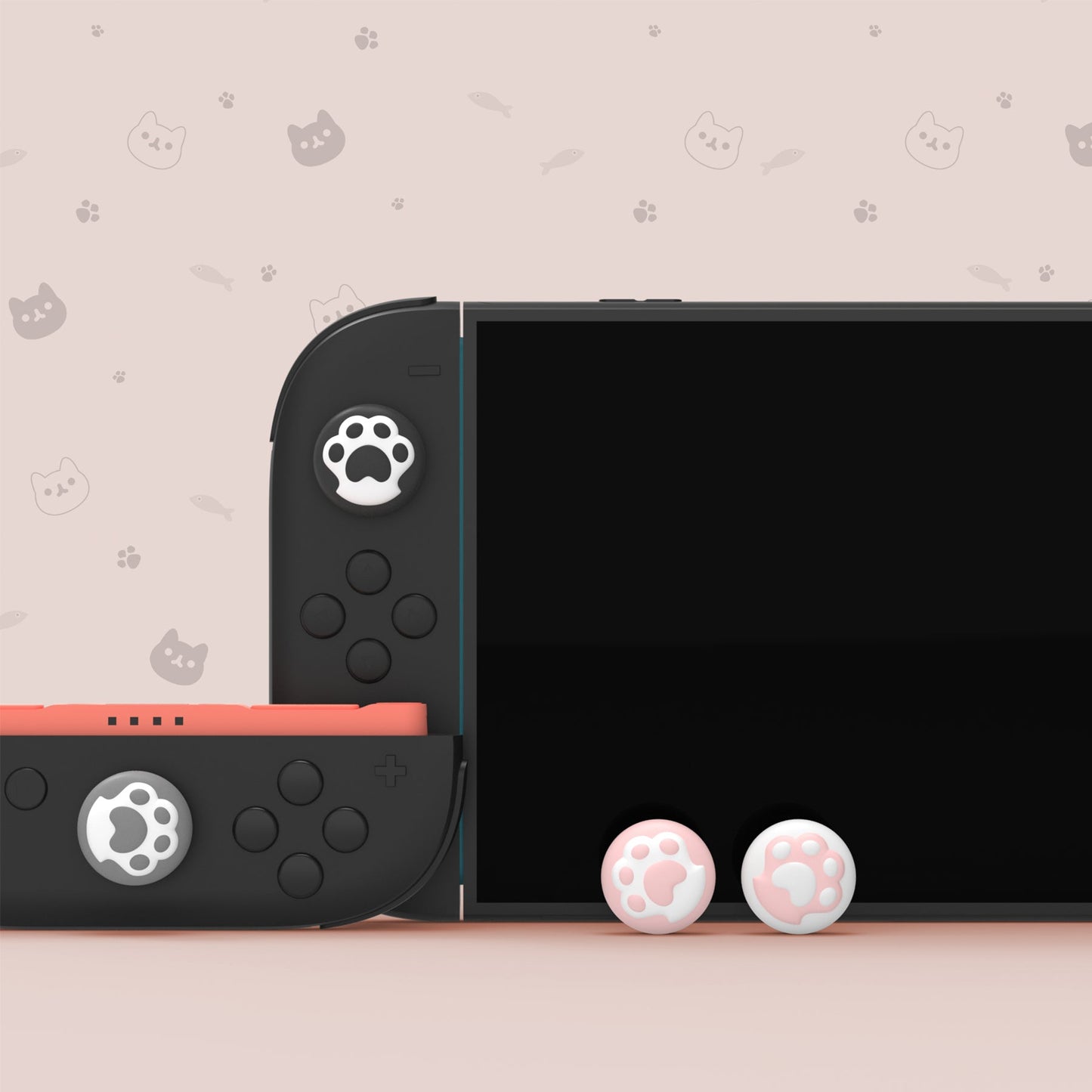 PlayVital 8 Pcs Cute Thumb Grip Caps for Nintendo Switch 2 - Cat Paw PlayVital