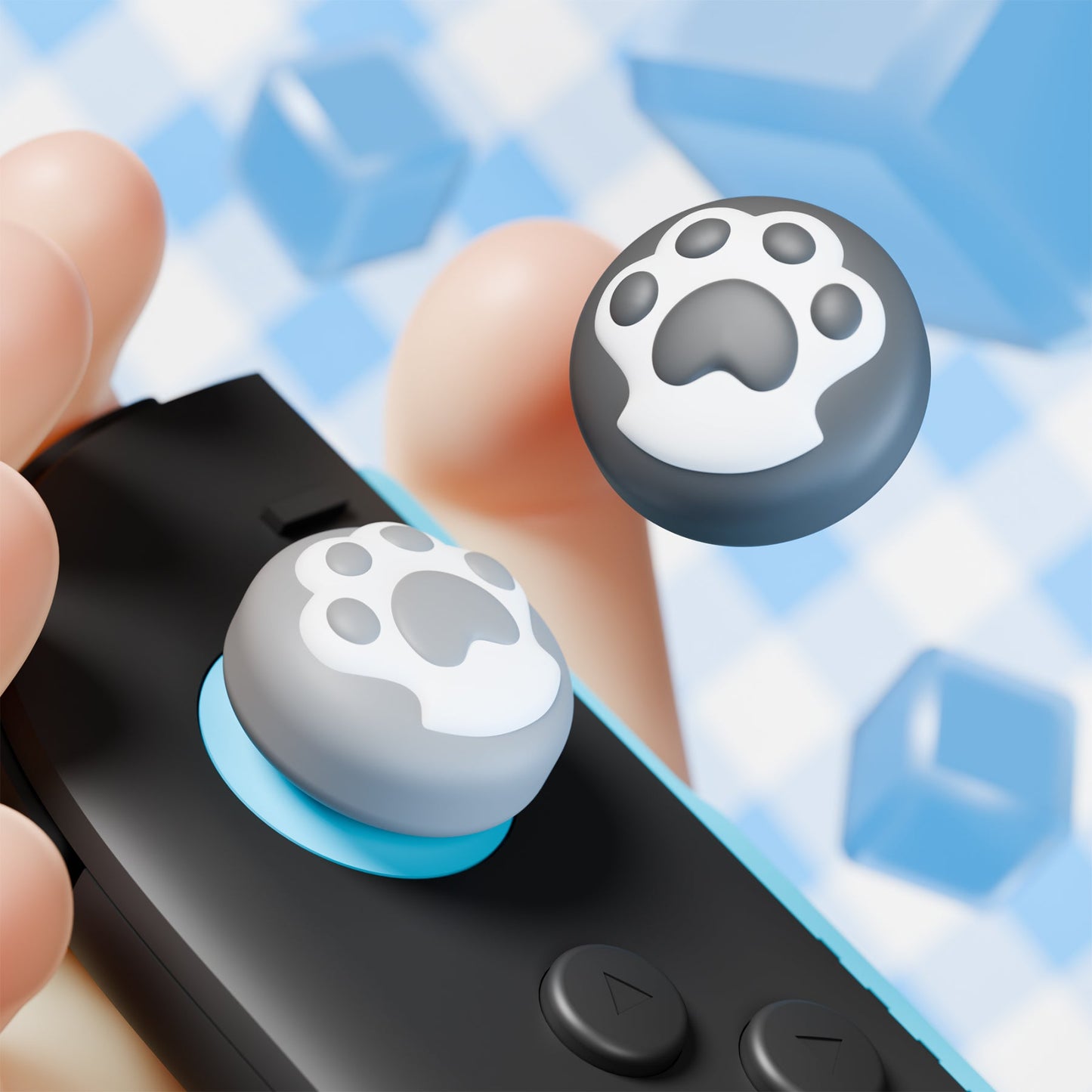 PlayVital 8 Pcs Cute Thumb Grip Caps for Nintendo Switch 2 - Cat Paw PlayVital