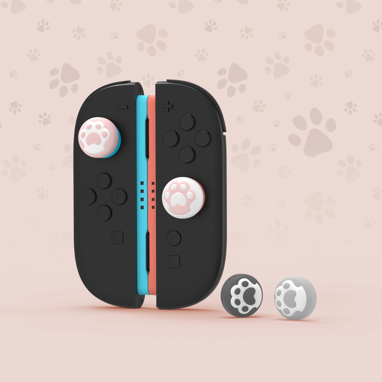 PlayVital 8 Pcs Cute Thumb Grip Caps for Nintendo Switch 2 - Cat Paw PlayVital
